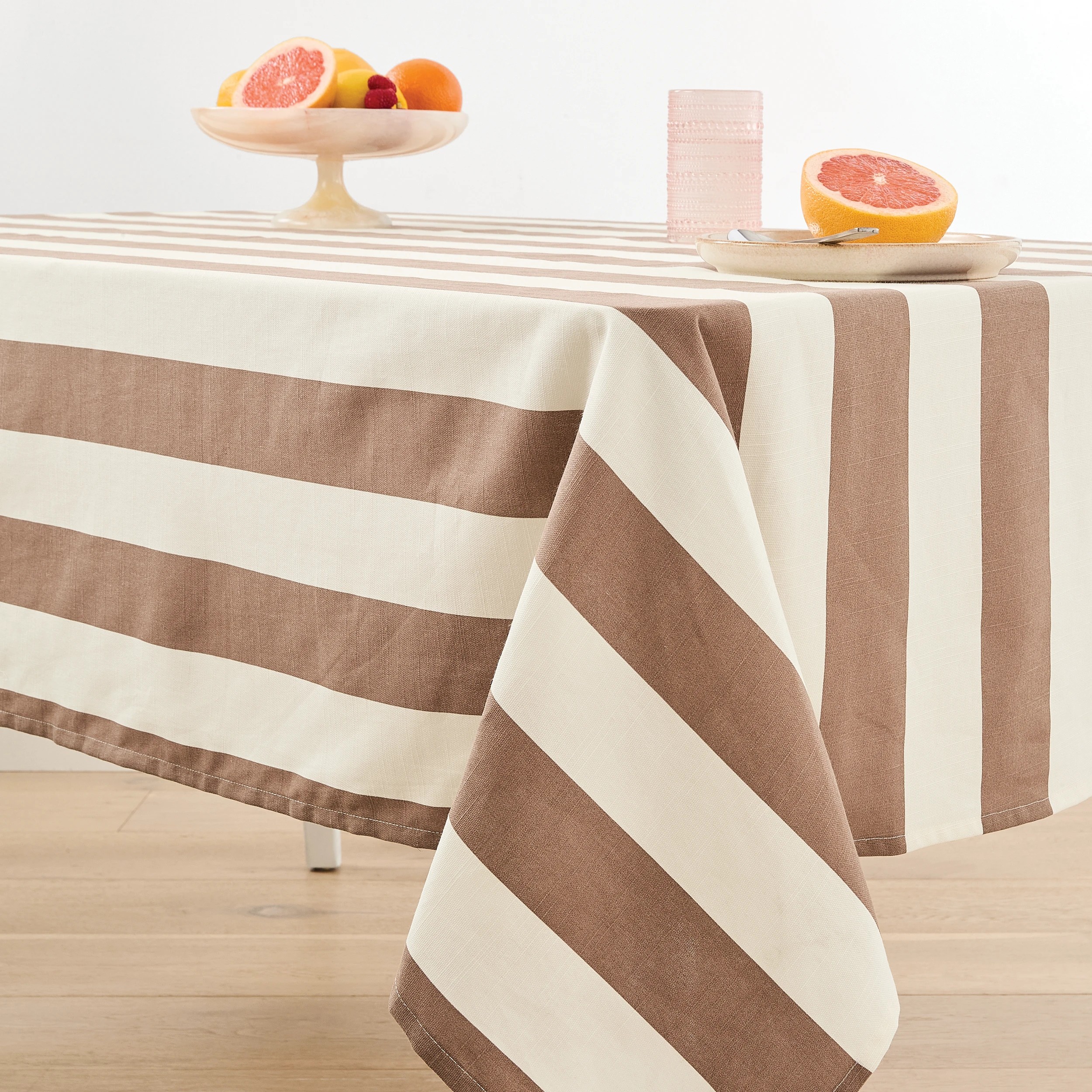 1 Extra Large Mocha Stripe Tablecloth, 1 of 5