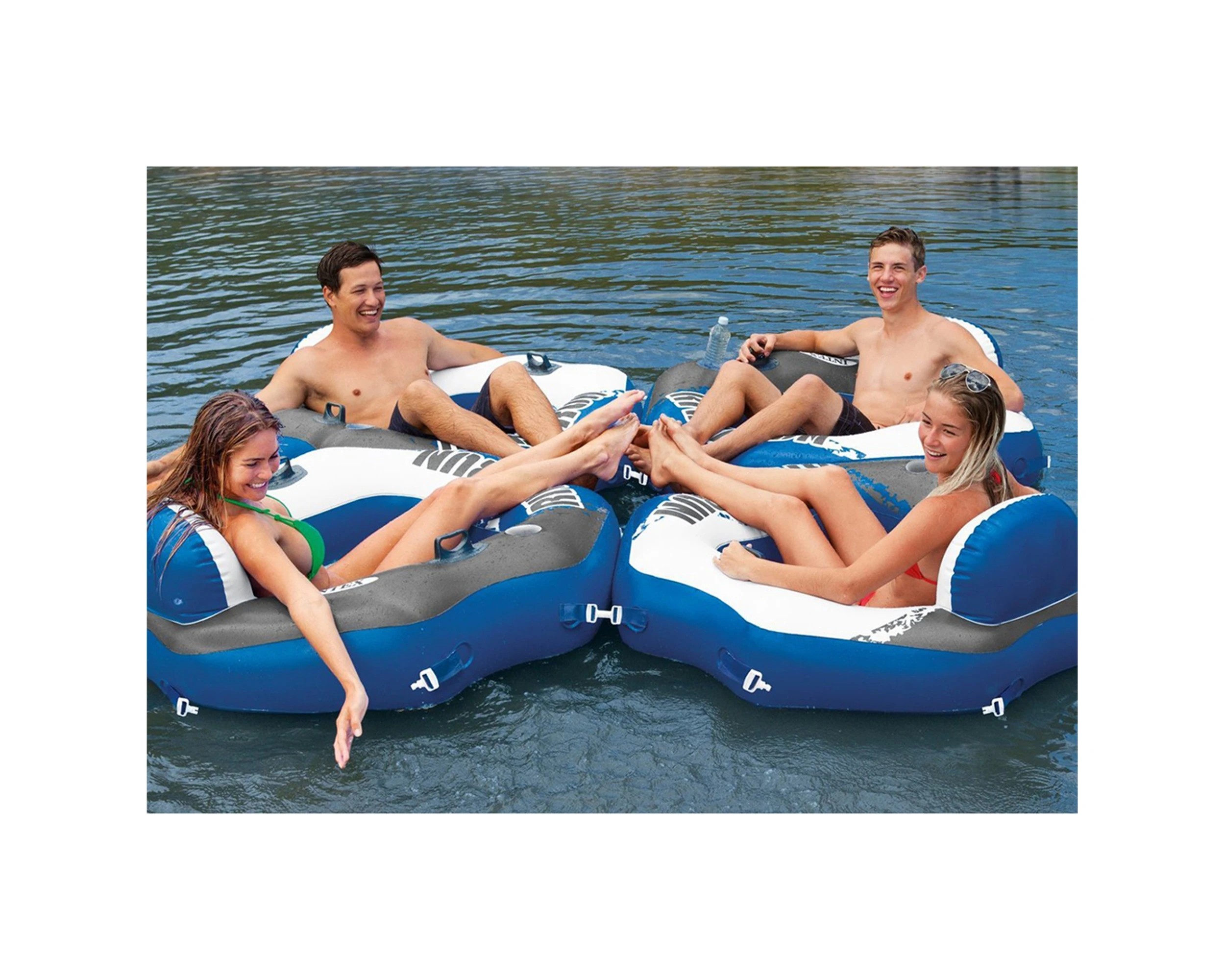 6 INTEX River Run Connect Lounge Inflatable Water Lounger Inflatable Float - Blue, 6 of 6