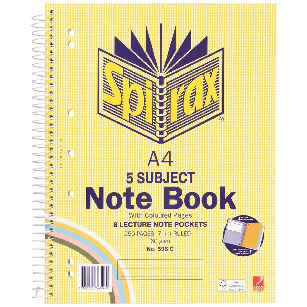 1 Spirax No. 596C A4 5 Subject Notebook 250 Page, 1 of 5
