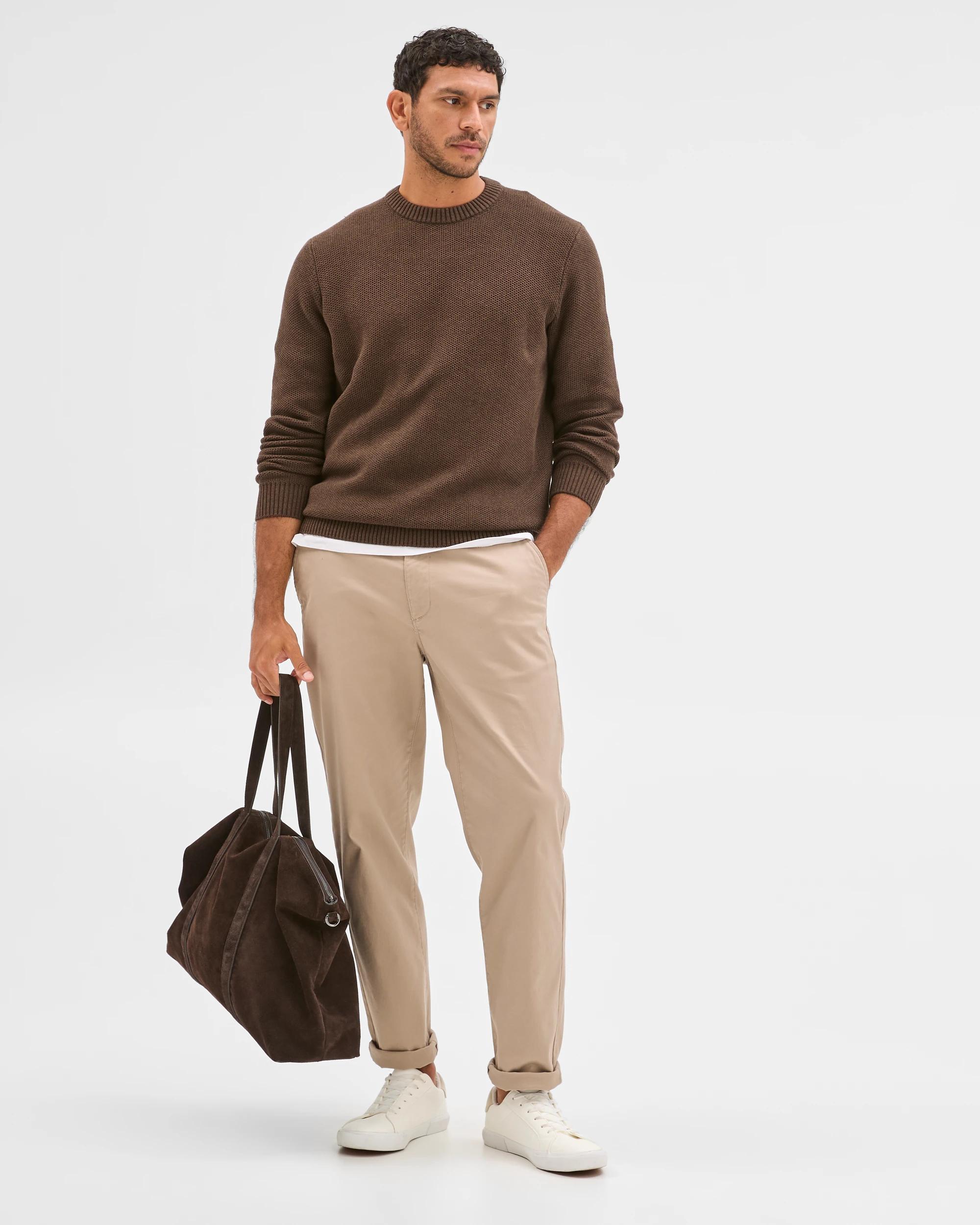 5 Target Man Australian Cotton Midweight Honeycomb Knit Jumper CHOCOLATE, 5 of 6
