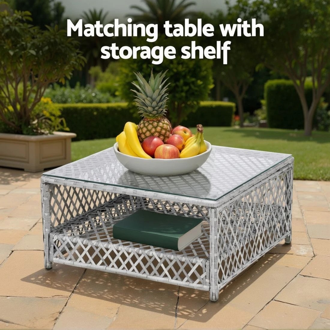 6 Gardeon 6 Seater Outdoor Sofa Set 7PCS Table Chair Set Garden Rattan Patio - Grey, 6 of 6