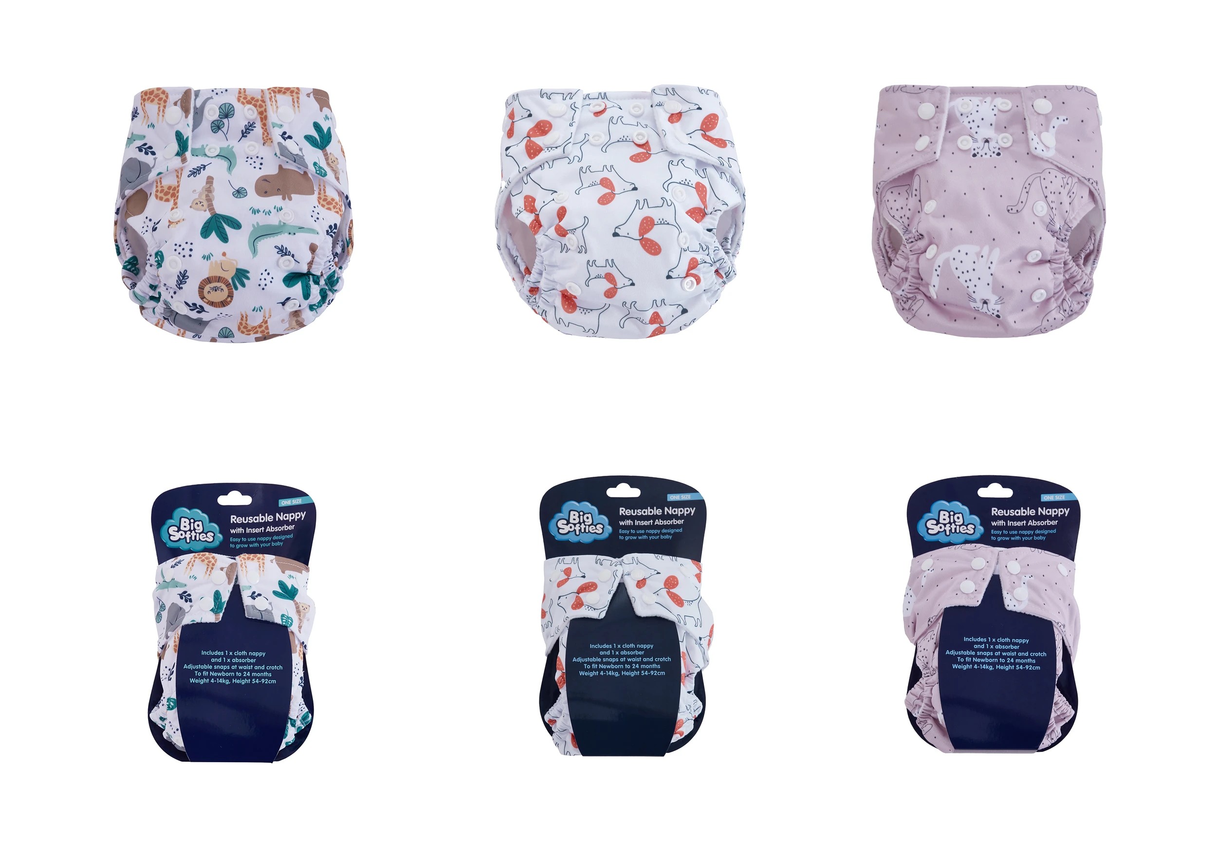 1 Big Softies Reusable Nappy with Insert Absorber - Assorted, 1 of 9