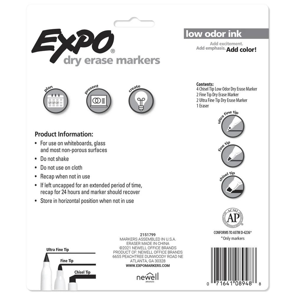 3 Expo Low Odour Dry Erase Whiteboard Markers Assorted 9 Pack, 3 of 3