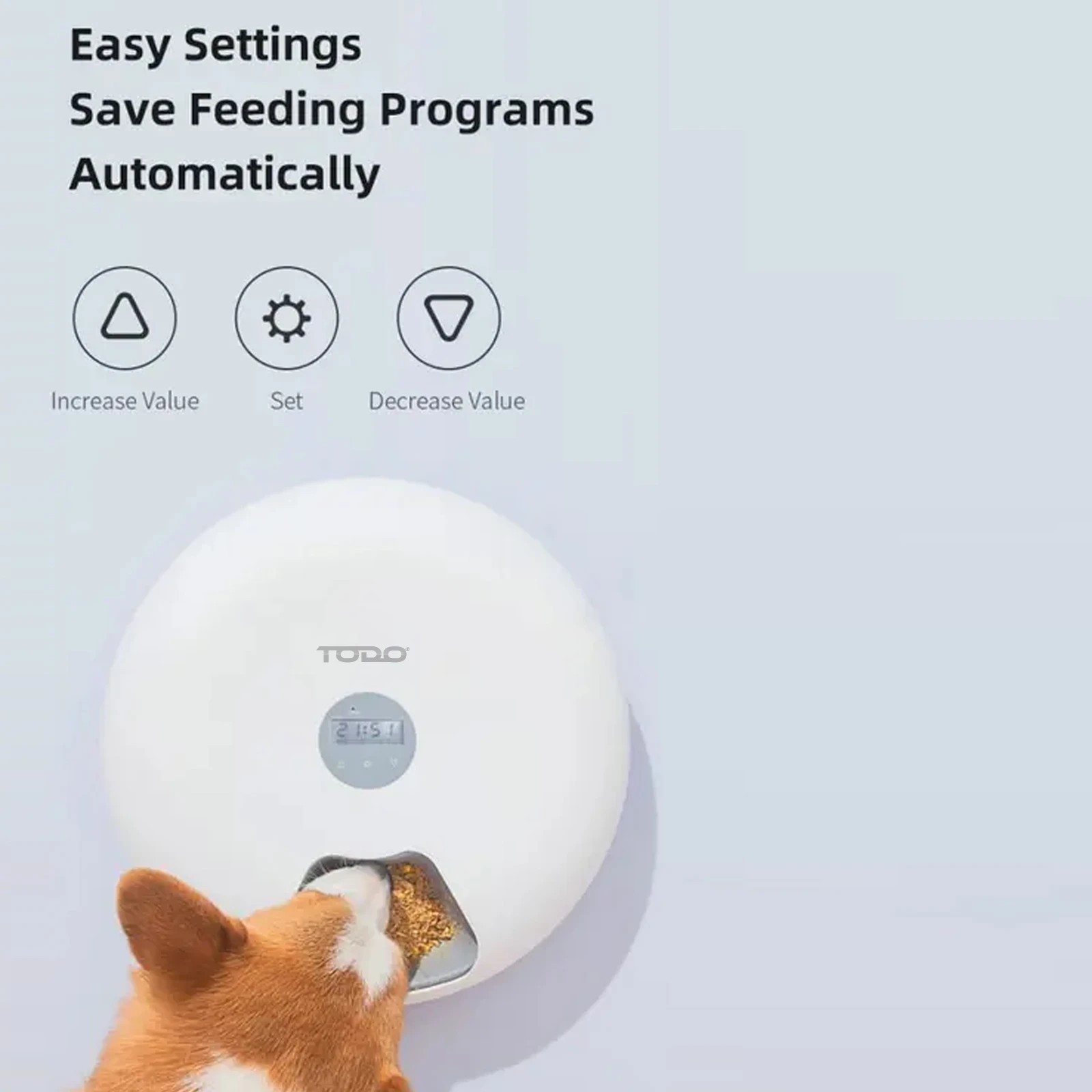 4 TODO Automatic Pet Feeder 180ml x6 Meal Digital Lcd Dog Cat Food Bowl Timer White, 4 of 8