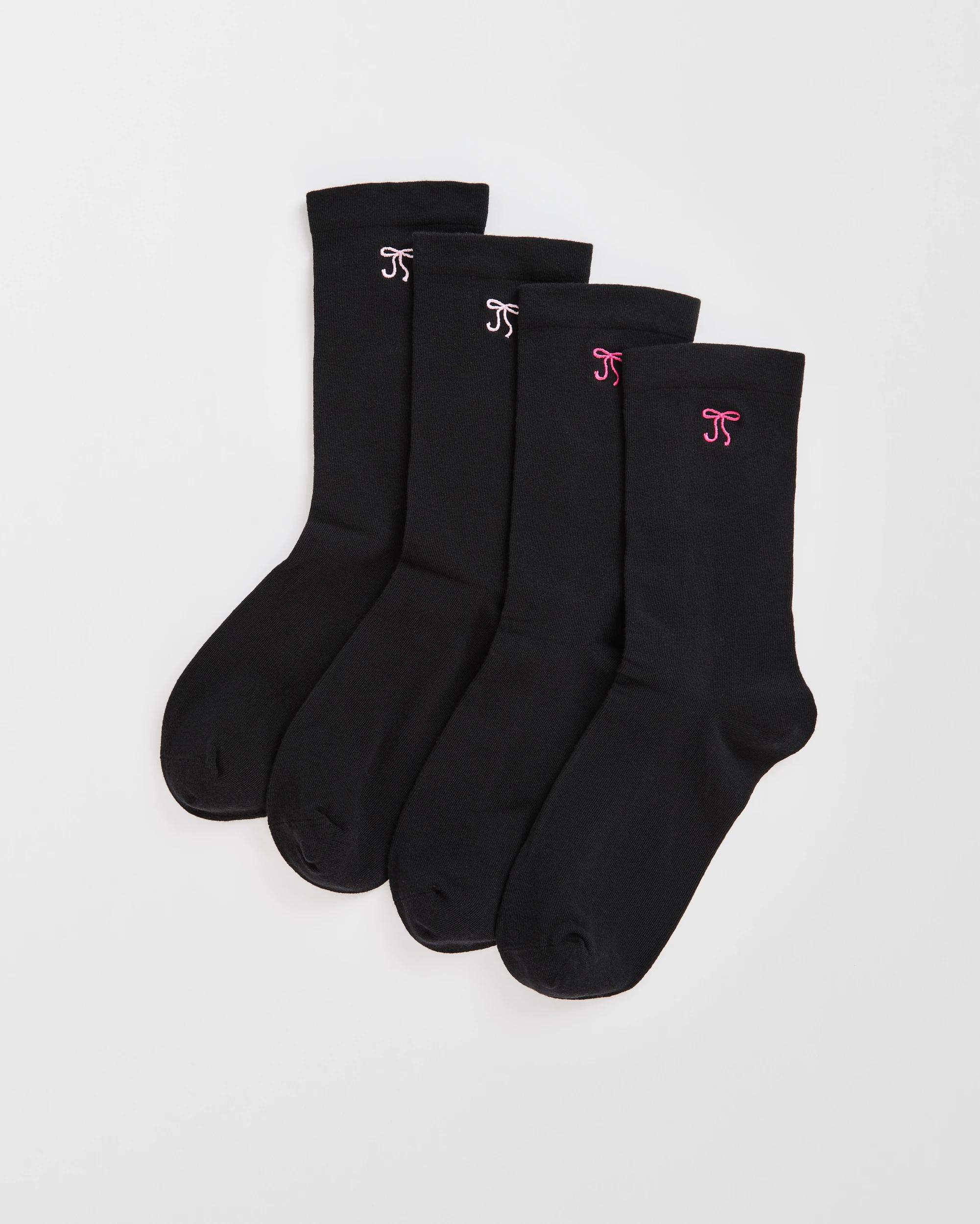 1 Target Woman Australian Cotton Blend 4 Pack Bow Embroidery Crew Socks BOW EMBROIDERY, 1 of 3