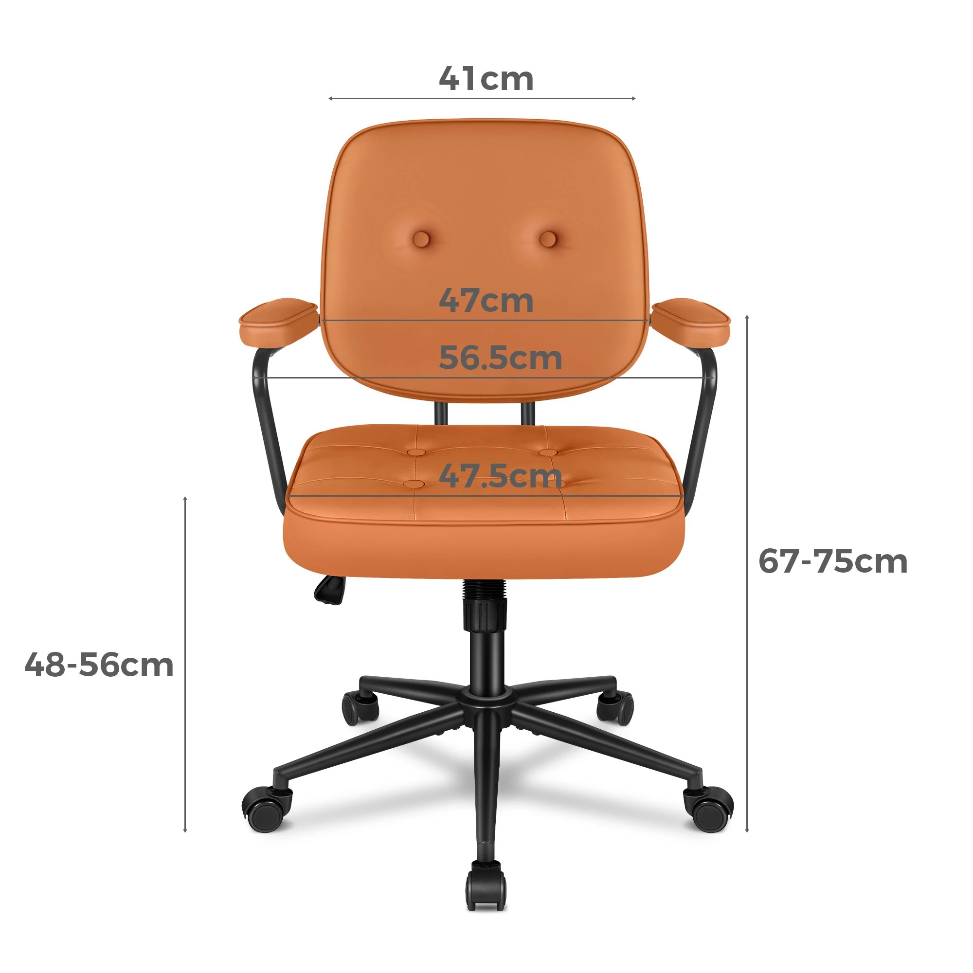 2 Alfordson Office Chair Ergonomic Executive Computer Work Seat PU Leather - Brown, 2 of 10