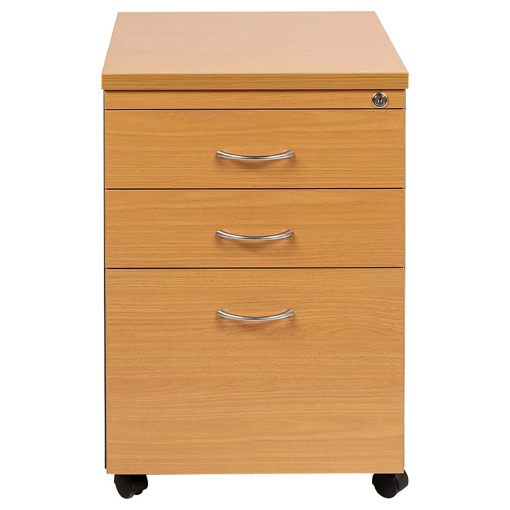 2 Velocity 3 Drawer Pedestal Golden Beech and Ironstone Grey Cabinets Pedestals, 2 of 5