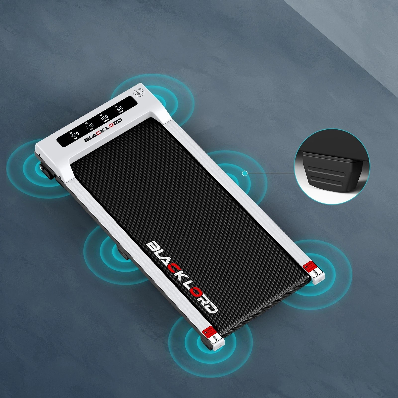 4 Black Lord Treadmill Electric Walking Pad Under Desk Home Office Fitness 38cm Belt - White, 4 of 10