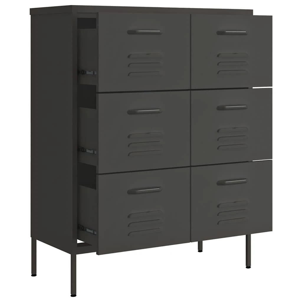 6 Vidaxl Drawer Cabinet - Charcoal, 6 of 10
