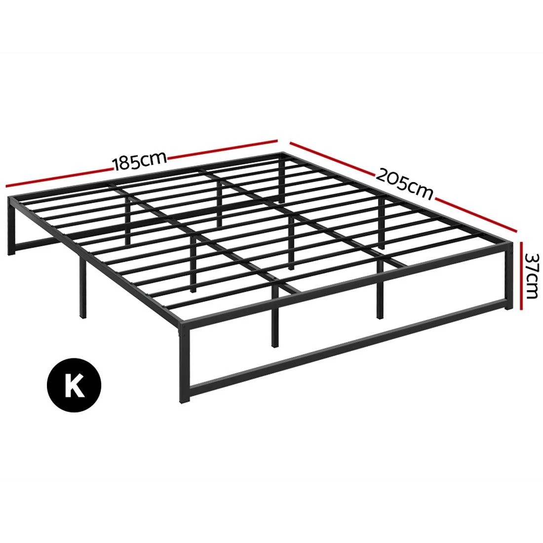 2 Artiss Bed Frame King Size Metal Frame TINO - Black, 2 of 7
