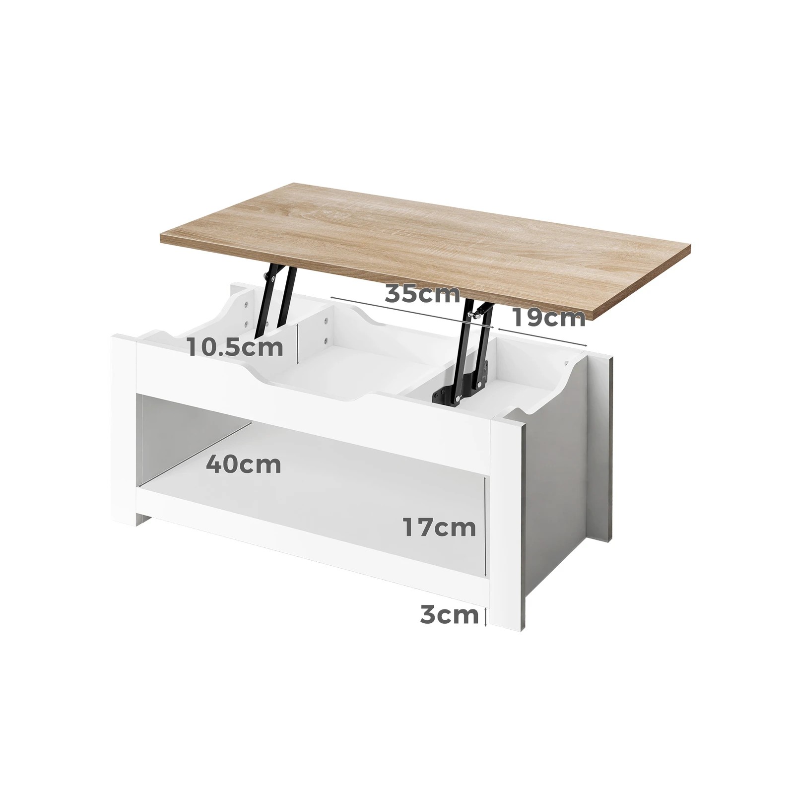 8 Alfordson Coffee Table Lift Up Top Laptop Desk Hidden Storage Shelf - Wood White, 8 of 10