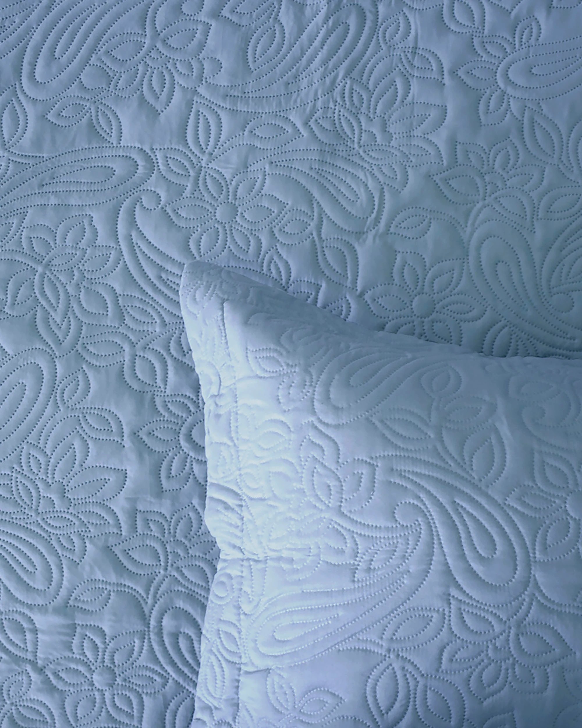 3 Bambury Paisley Embossed Microfibre Lightweight  Coverlet Set - Single/Double - Blue, 3 of 4