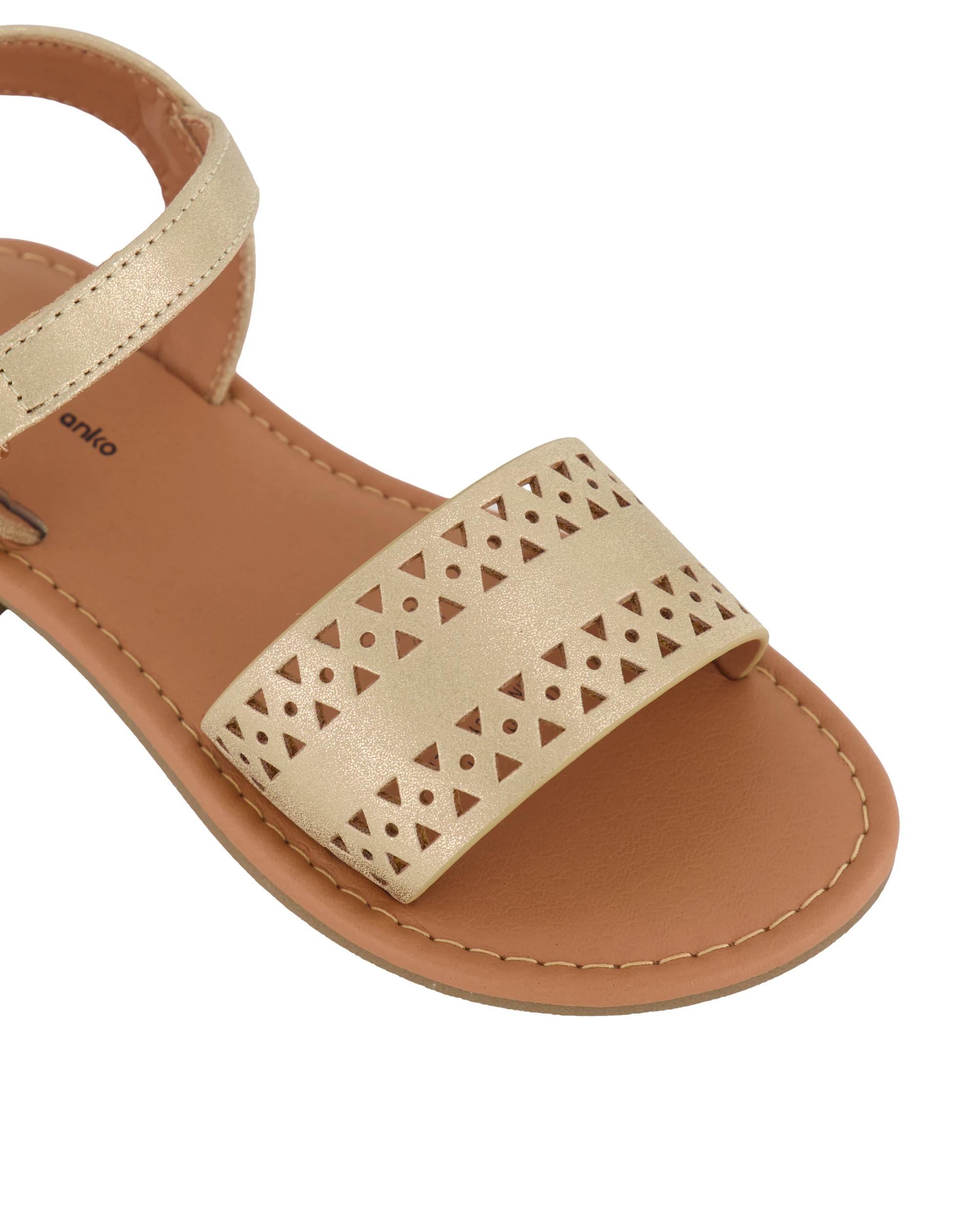 4 Junior Laser Cut Sandals Metallic, 4 of 4
