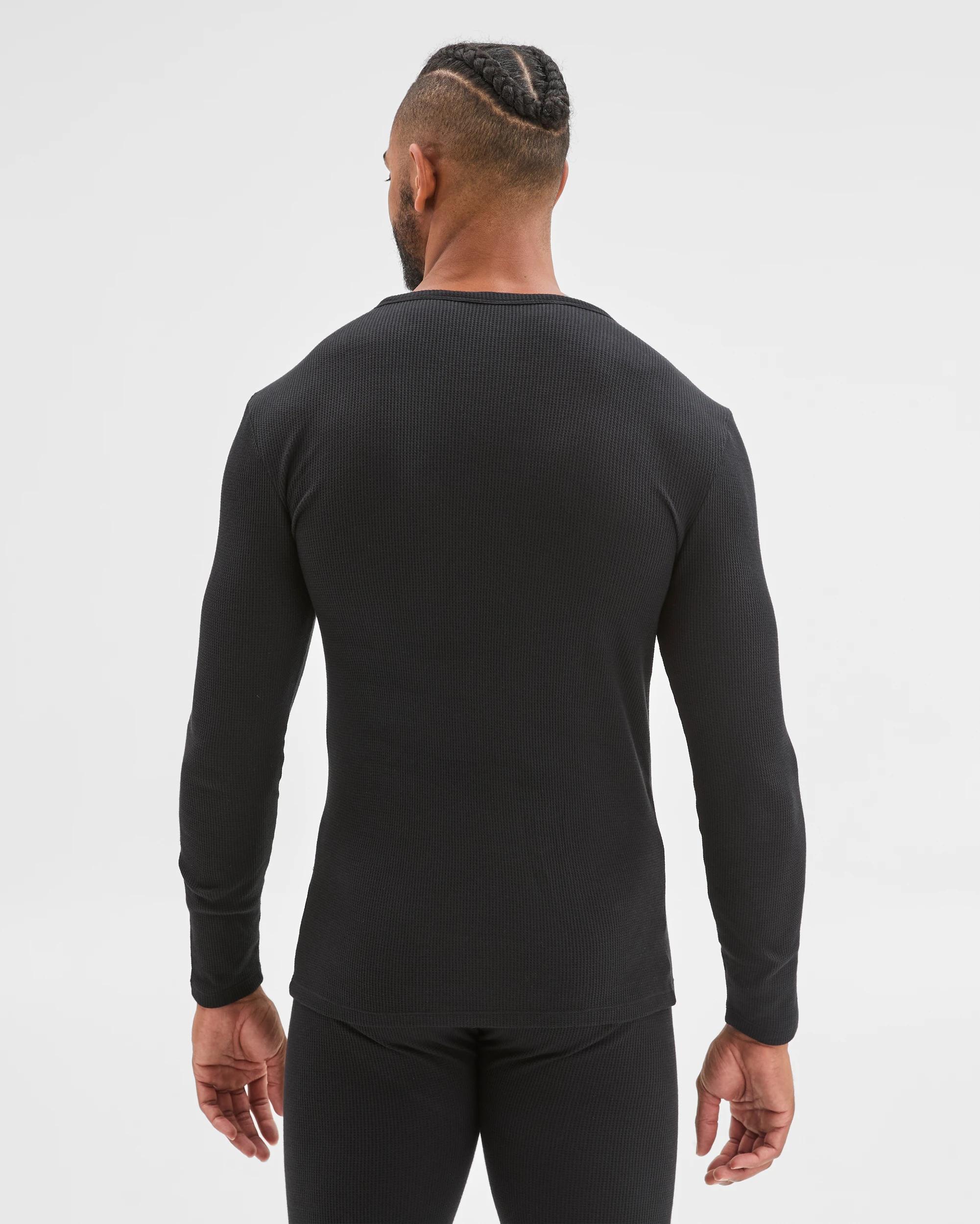 6 Maxx Australian Cotton Blend Long Sleeve Waffle Thermal Top BLACK, 6 of 6