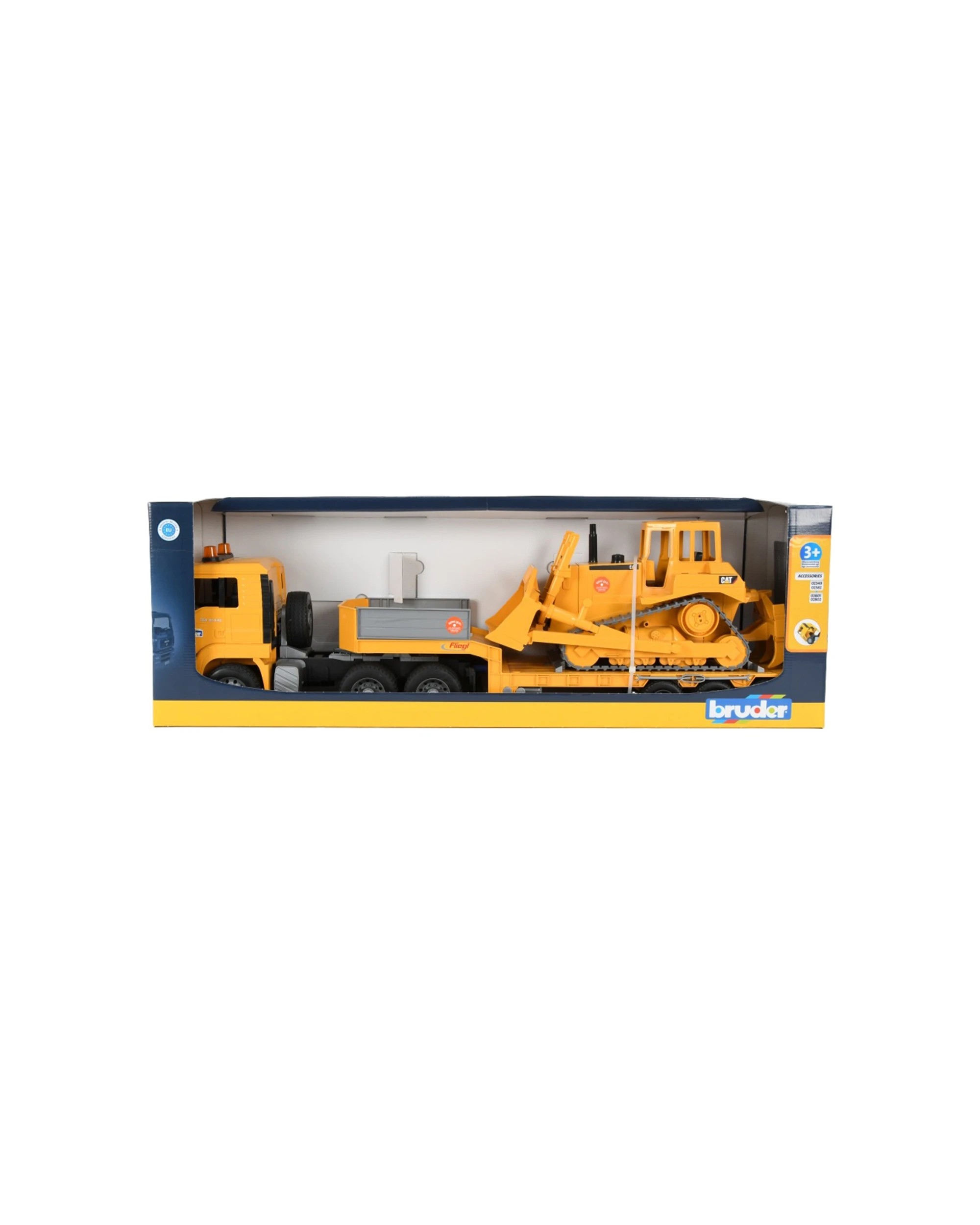 1 Bruder MAN TGA Low Loader With CAT Bulldozer Limited Edition Kids Toy - Yellow, 1 of 4