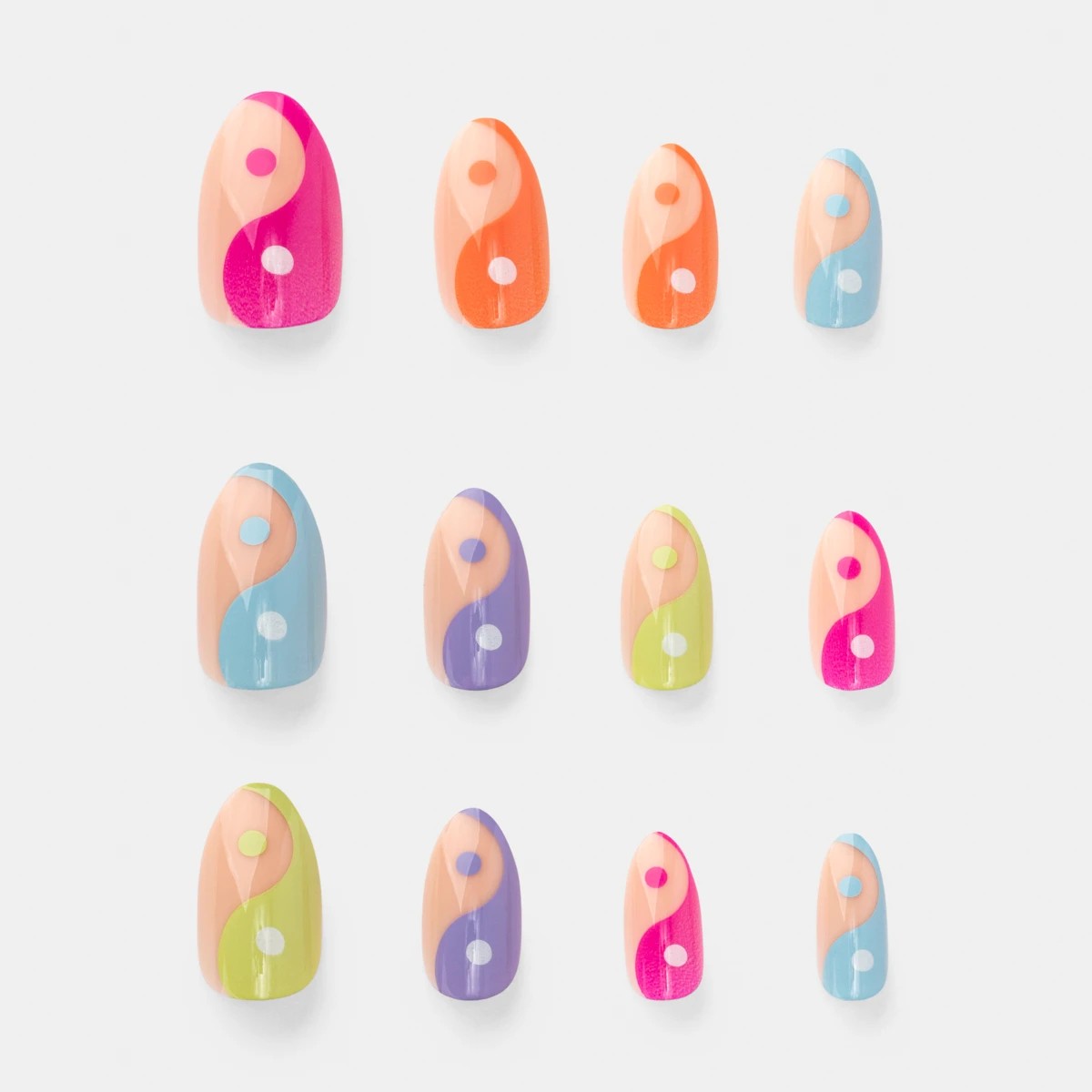 5 OXX Cosmetics 24 Pack Artificial Nails With Adhesive - Almond Shape, Rainbow Yin Yang, 5 of 5