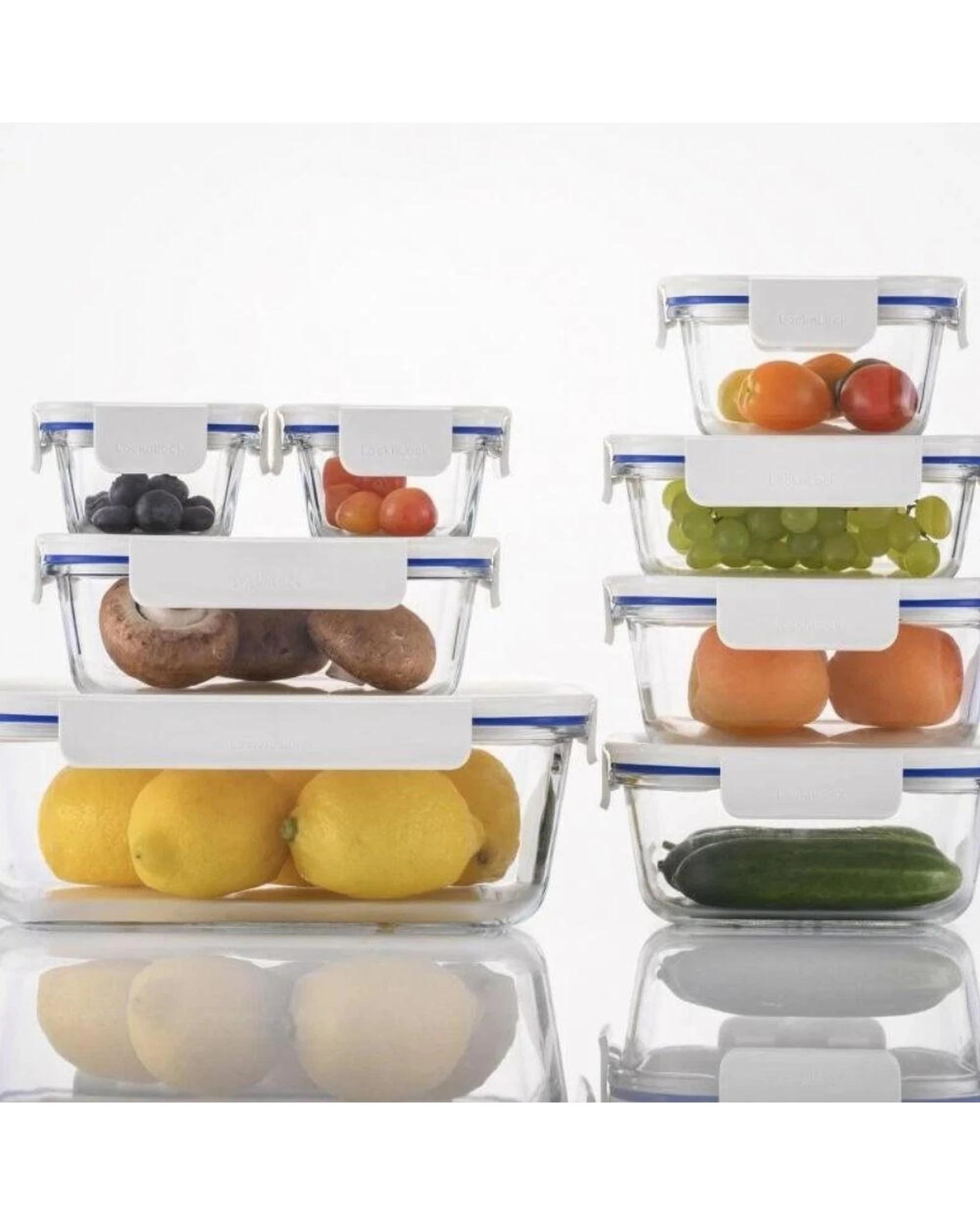 2 Lock & Lock Clear Glass Container Set 10 Piece White, 2 of 4