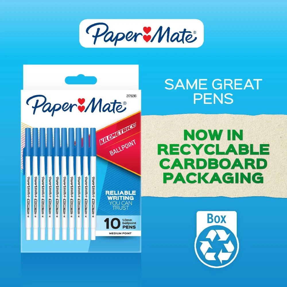 5 Paper Mate Kilometrico Ballpoint Pens 1mm Blue 10 Pack, 5 of 6