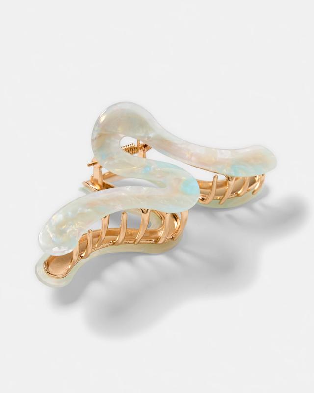 White Swirl Metal Resin Claw Hair 