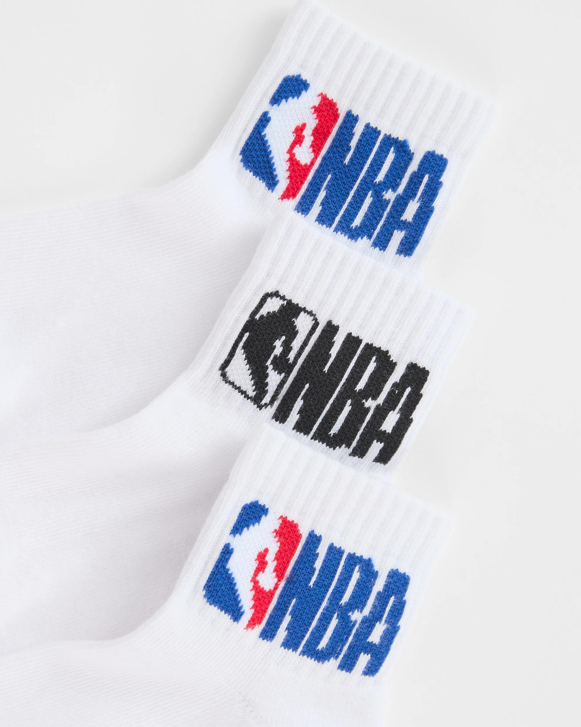 2 NBA 3 Pack Quarter Crew Socks NBA LOGO WHITE, 2 of 3