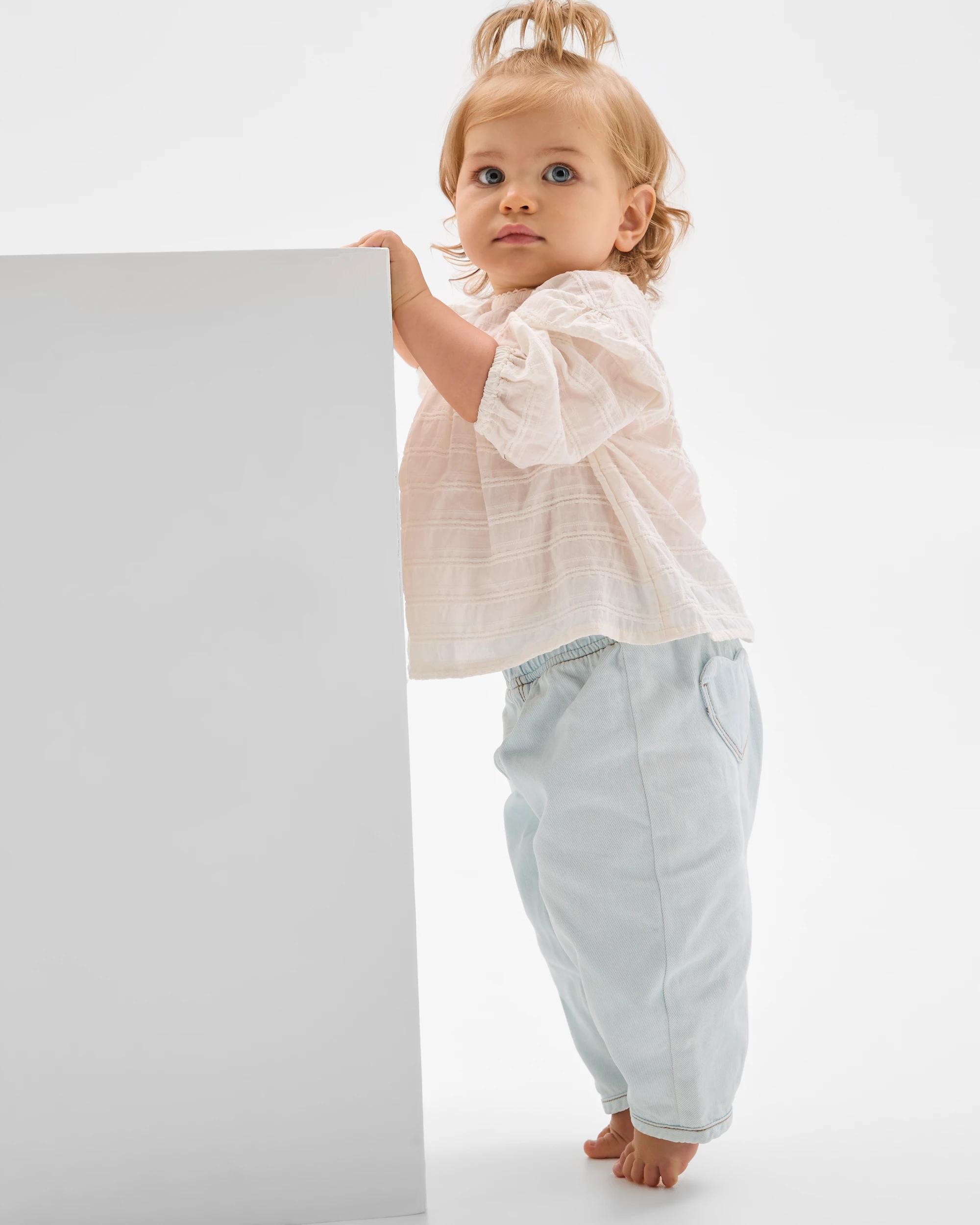 1 Target Baby Baby Barrel Leg Jeans LIGHT WASH, 1 of 4