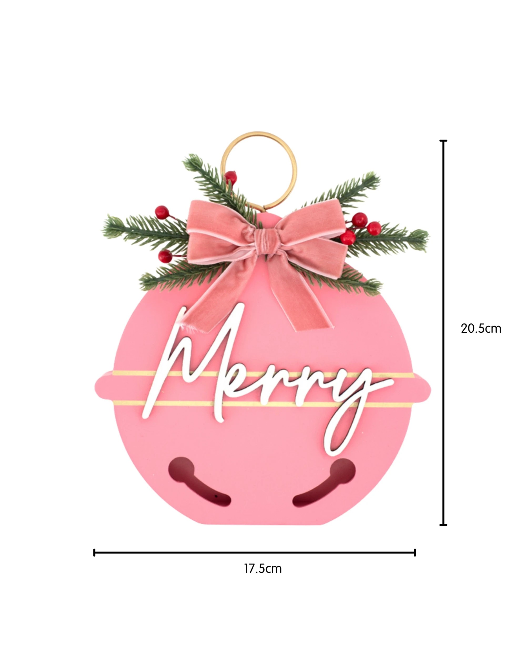 2 Oceana Wooden Pink Merry Christmas Bauble Sign - Pink, 2 of 2