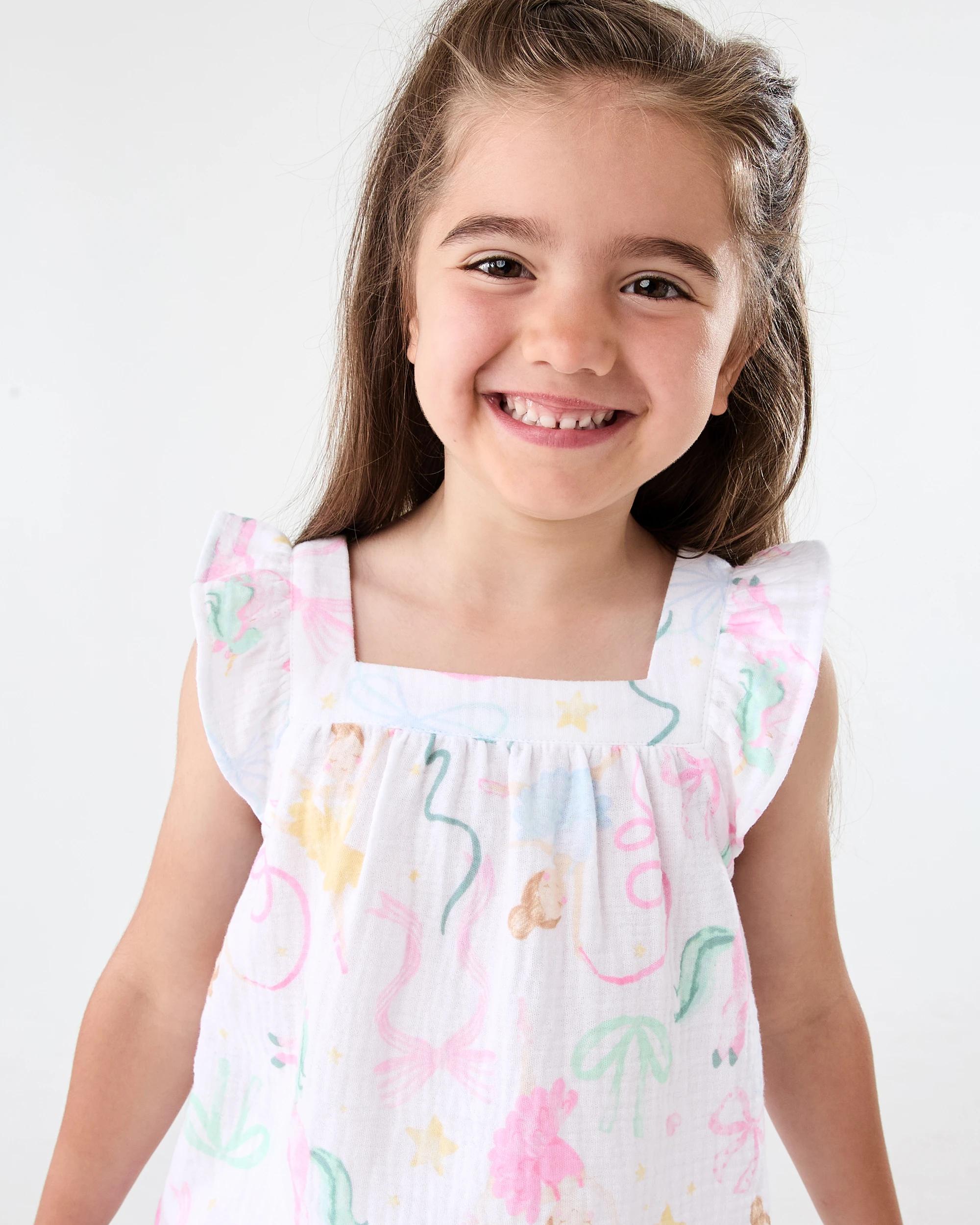 3 Short Sleeve Woven Frill Pyjama Set Wht Balb, 3 of 6