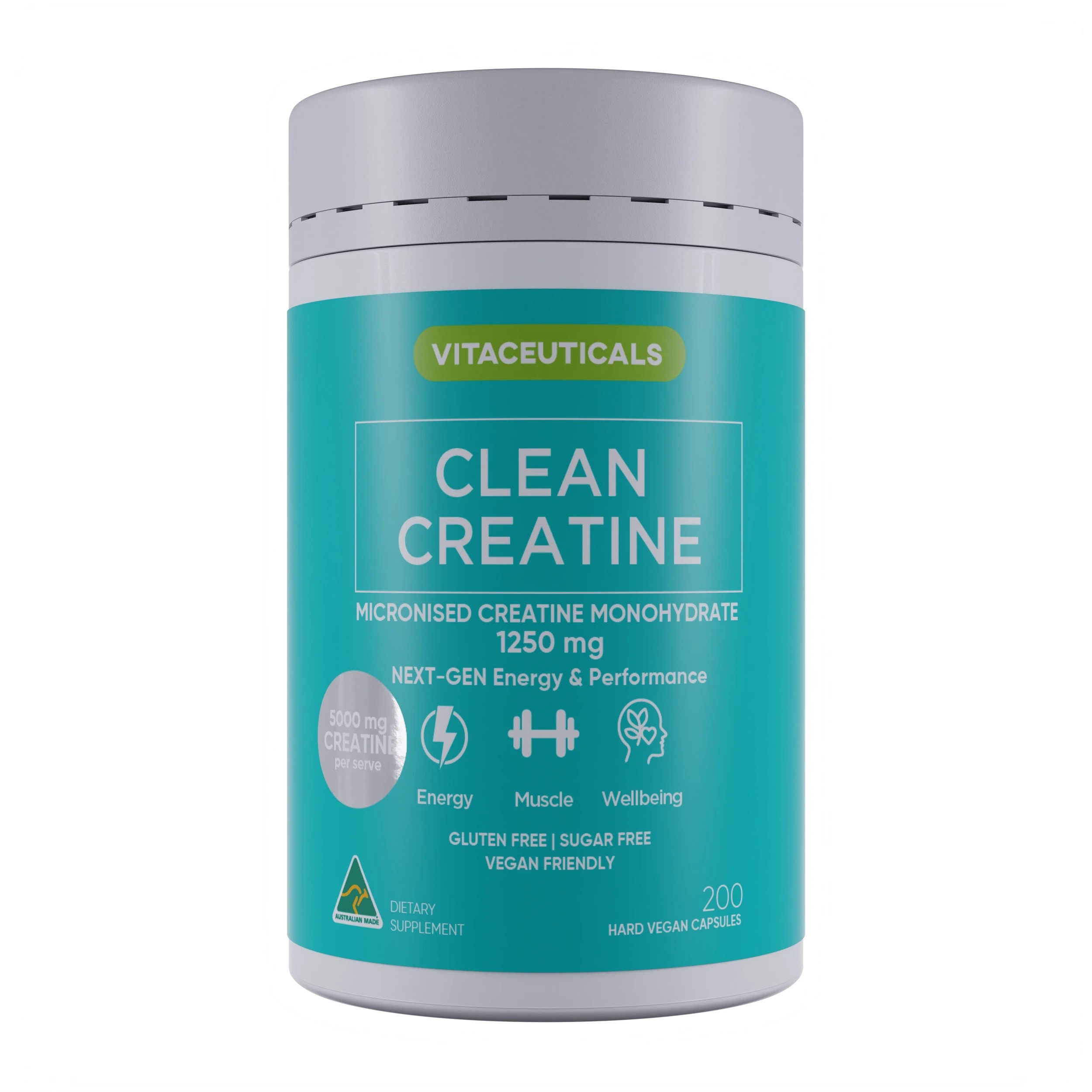 1 Vitaceuticals 200pc Wellness Essentials Clean Creatine 1250mg Creatine Capsules, 1 of 2