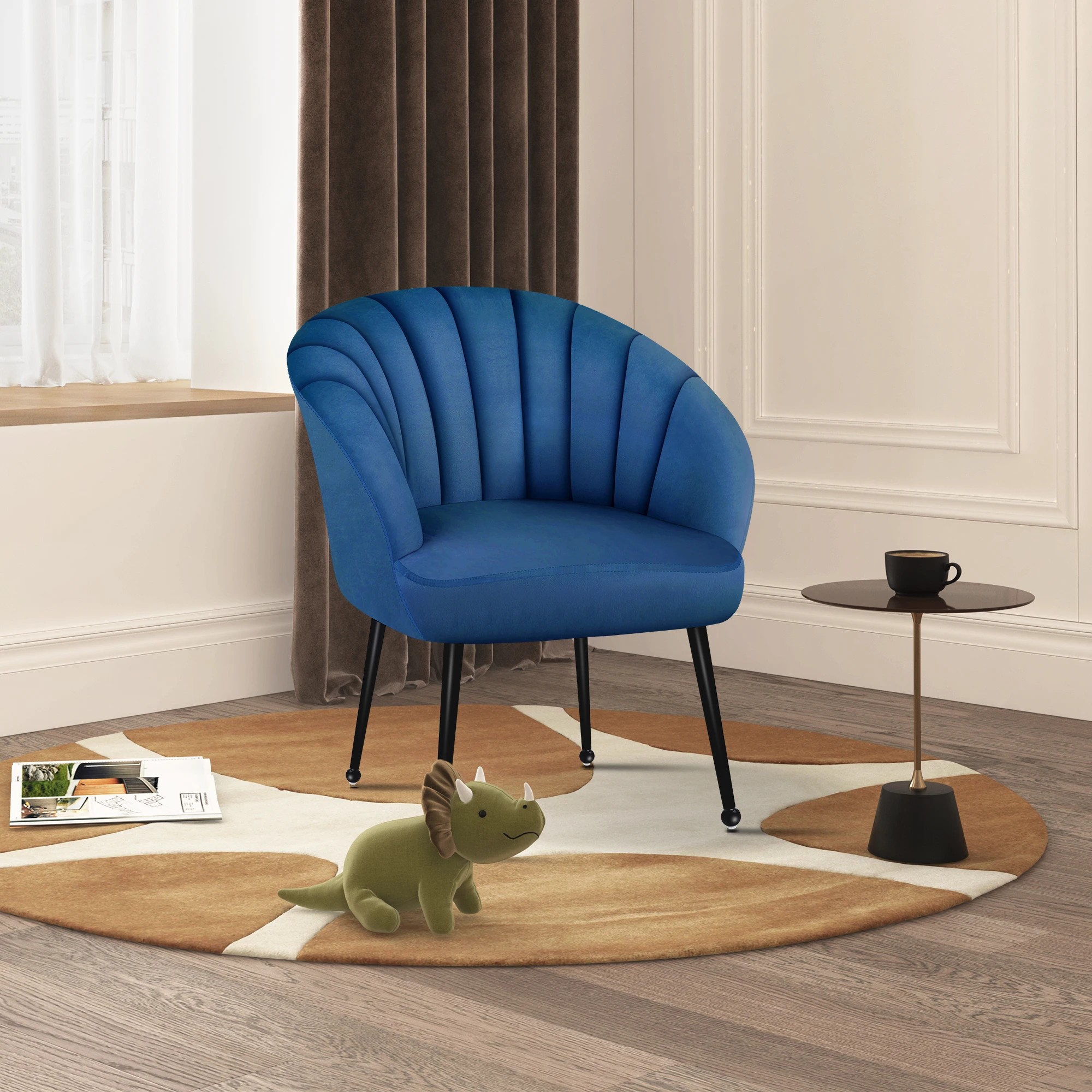 5 Alfordson Armchair Lounge Chair Accent Tub Chair Sofa Couch Velvet - Blue, 5 of 9