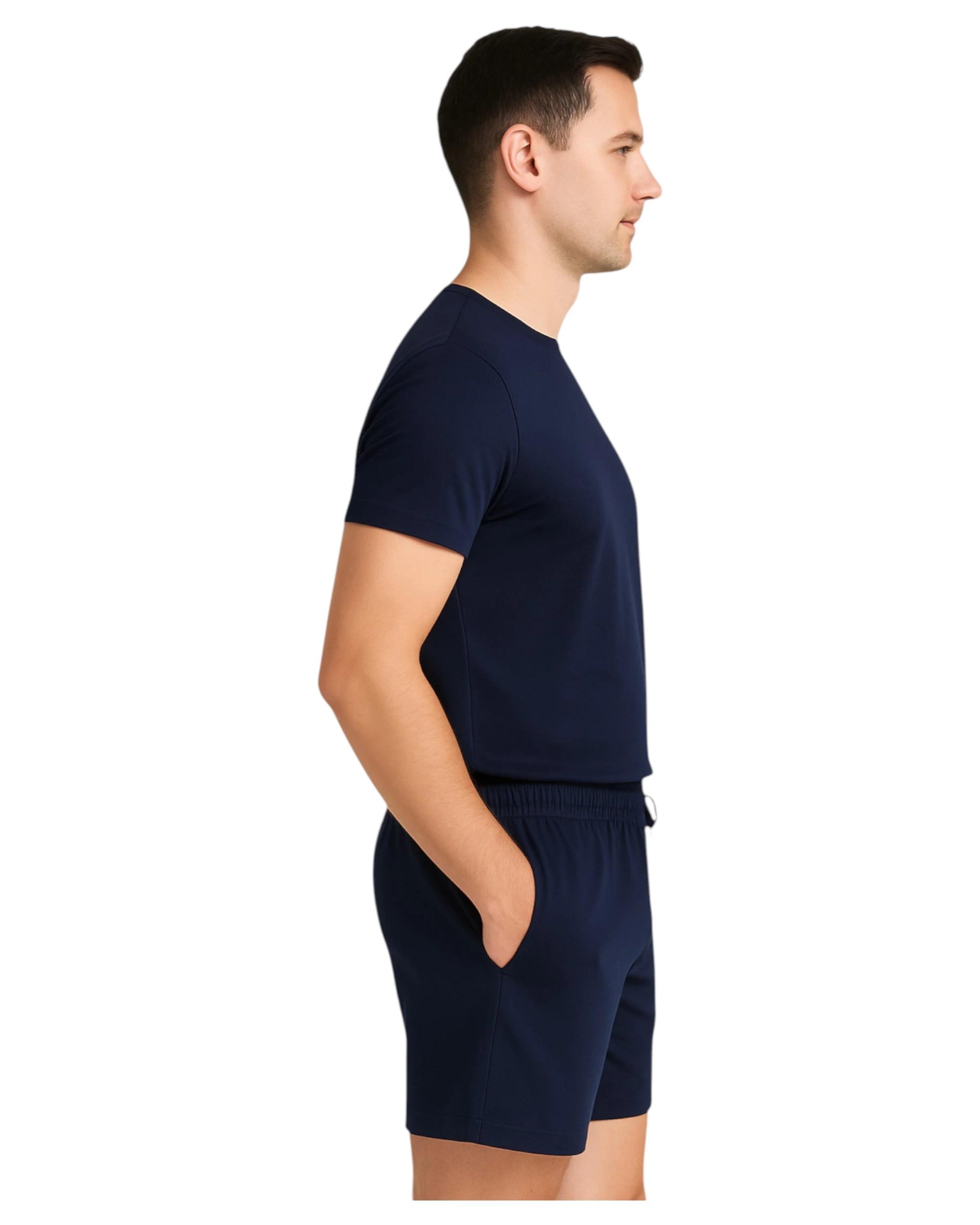 4 KingGee Mens Ruggers Active Poly Cotton Jersey Sweat Short Navy NAVY, 4 of 4