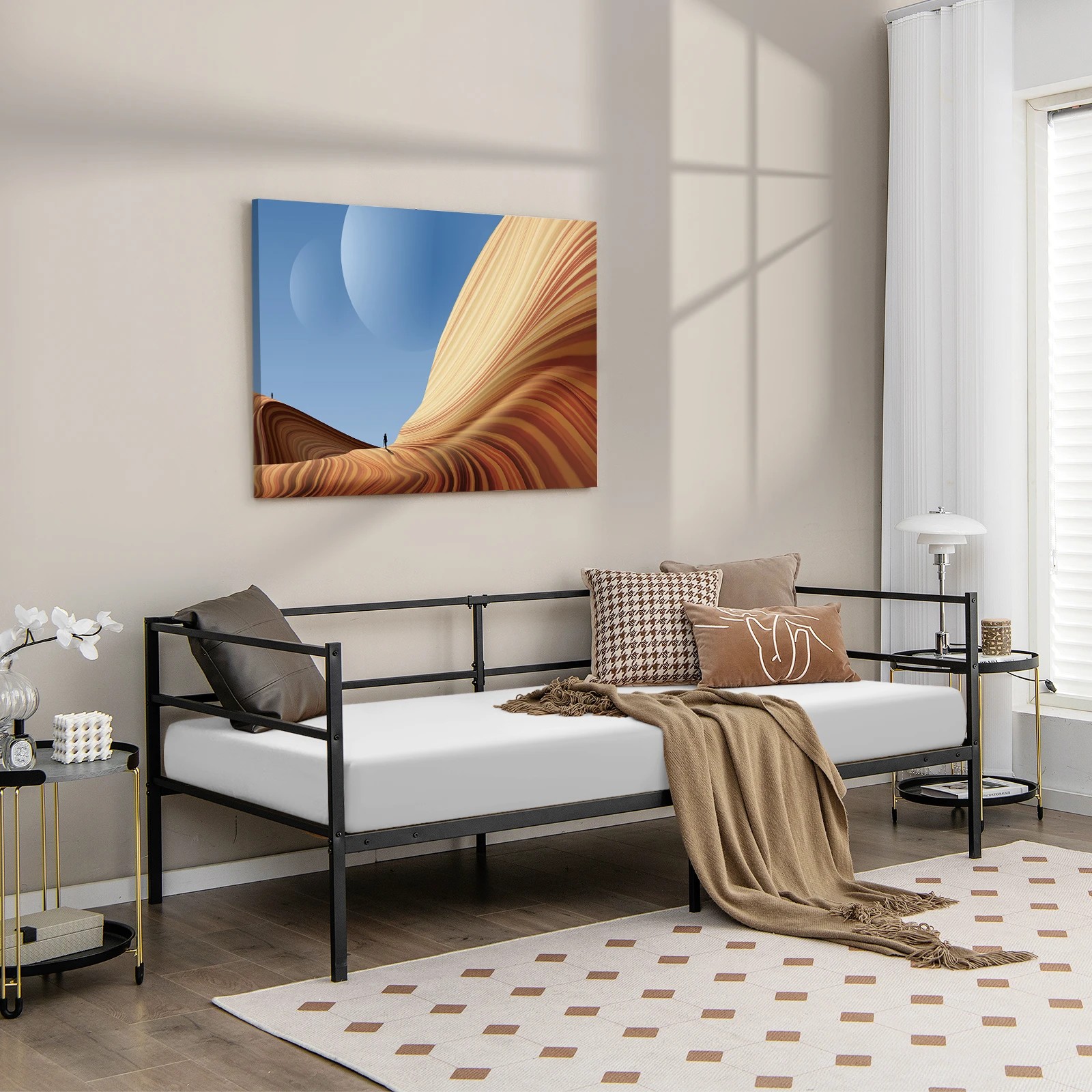 2 Costway Single Size Daybed Frame Metal Sofa Bed Base Mattress Foundation, 2 of 8