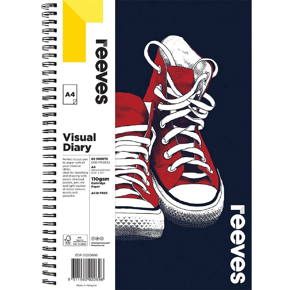 1 Reeves A4 Visual Art Diary 110gsm 60 Sheets Sneaker, 1 of 1