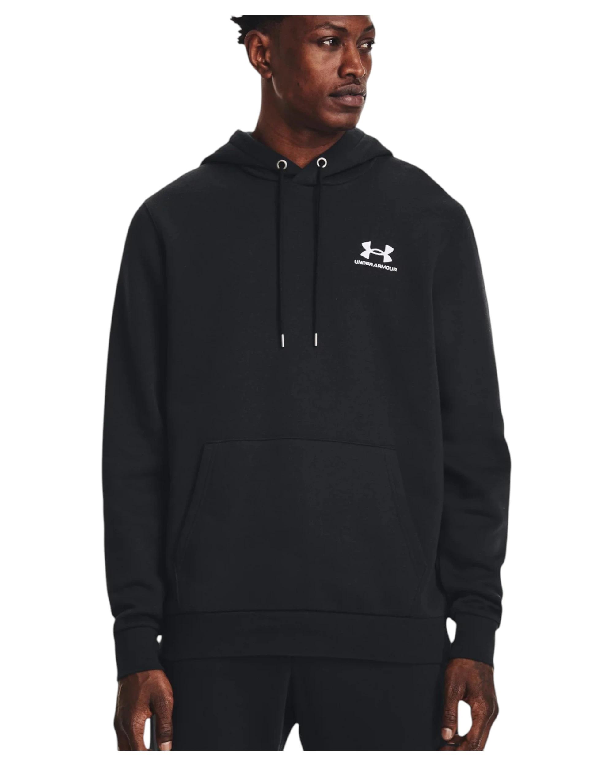 4 Under Armour Mens Icon Essential Fleece Black/ White Hoodie Black, 4 of 6