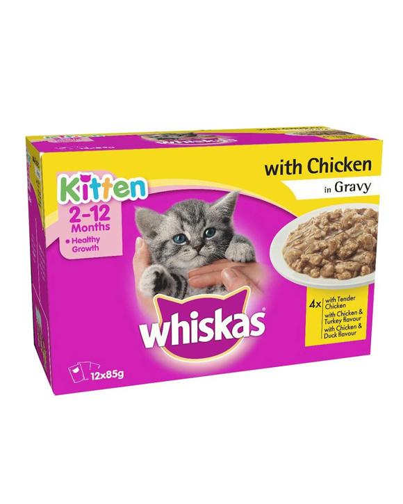 Whiskas Kitten Wet Cat Food Chicken in Gravy Variety Pack 85g x12