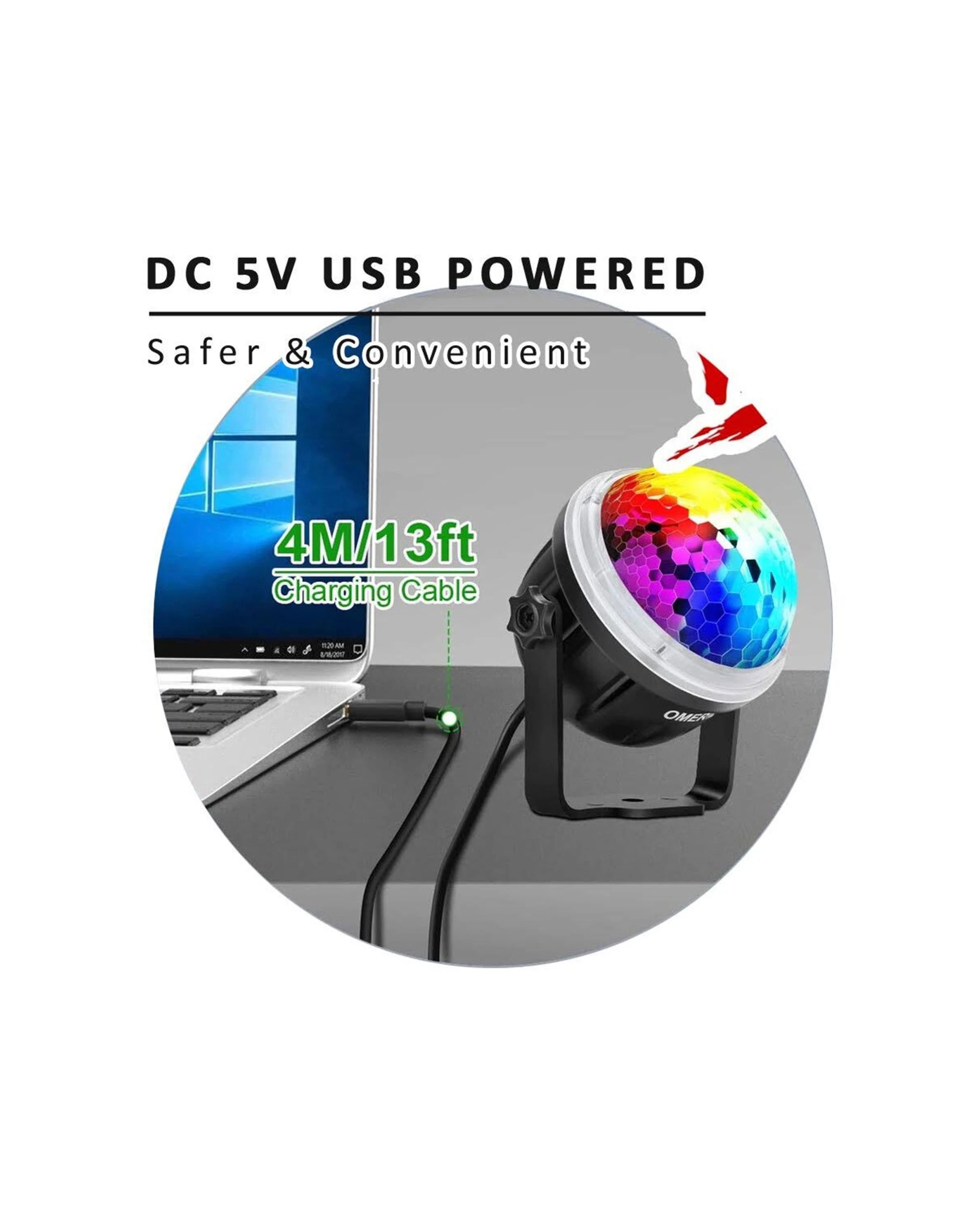 Sansai Mini 10cm RGB Rotating LED Party Light With Remote USB Powered ...