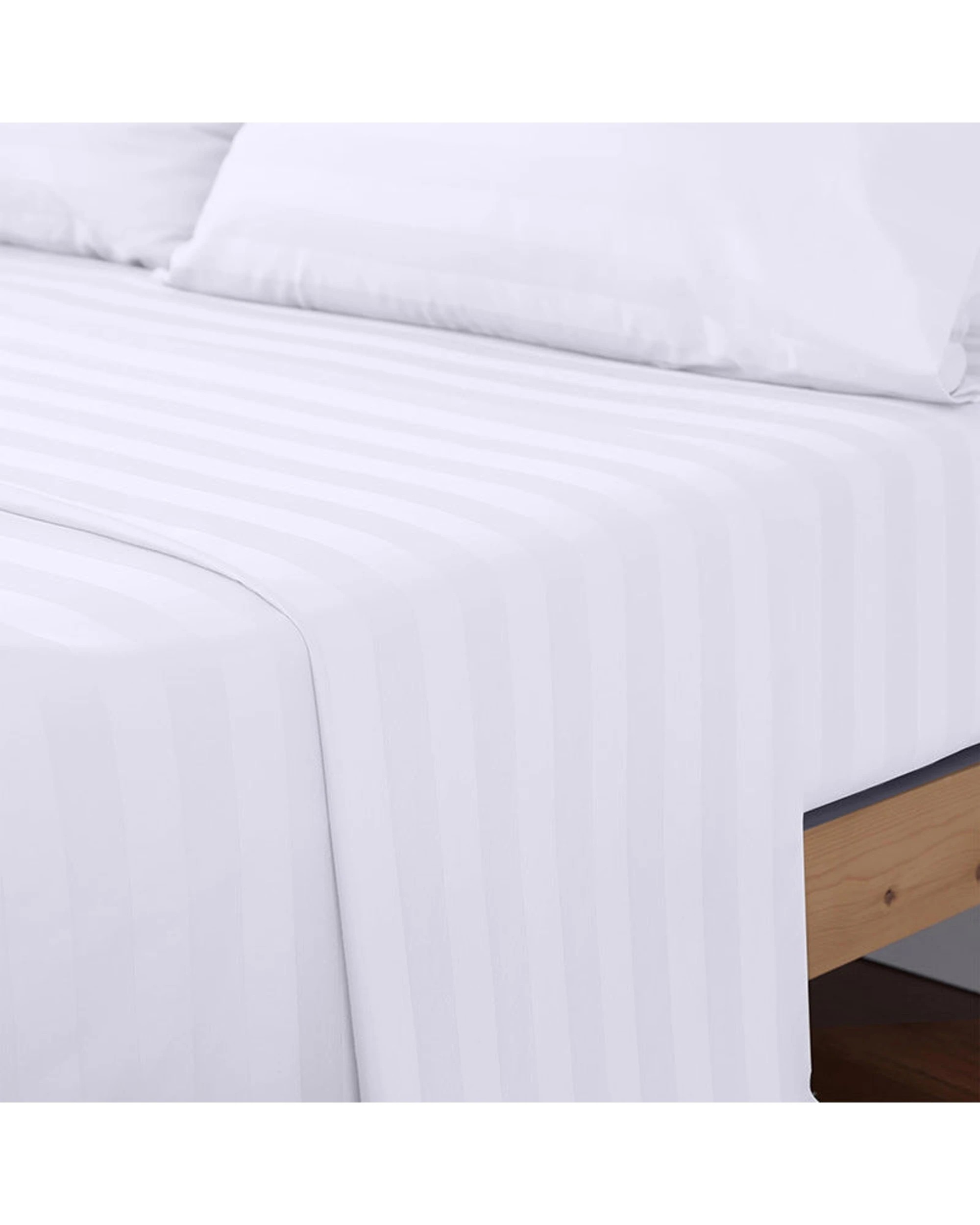 5 Cotton More 500TC Cotton 3cm Sateen Striped Quilt Cover Set Single - White, 5 of 6