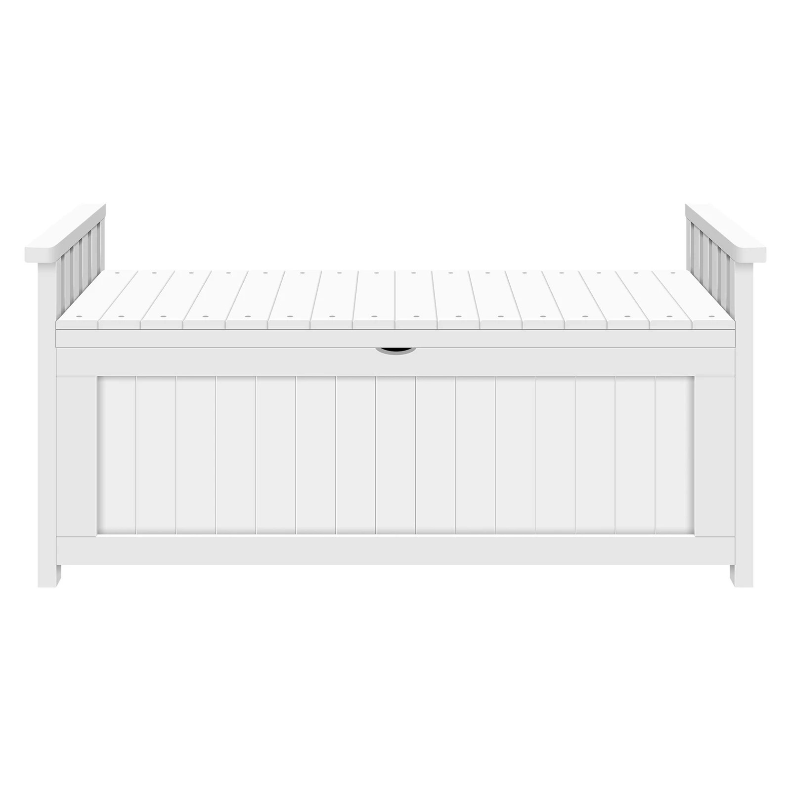 2 Alfordson Outdoor Storage Box Wooden Garden Bench Chest Tool Sheds L - White, 2 of 9