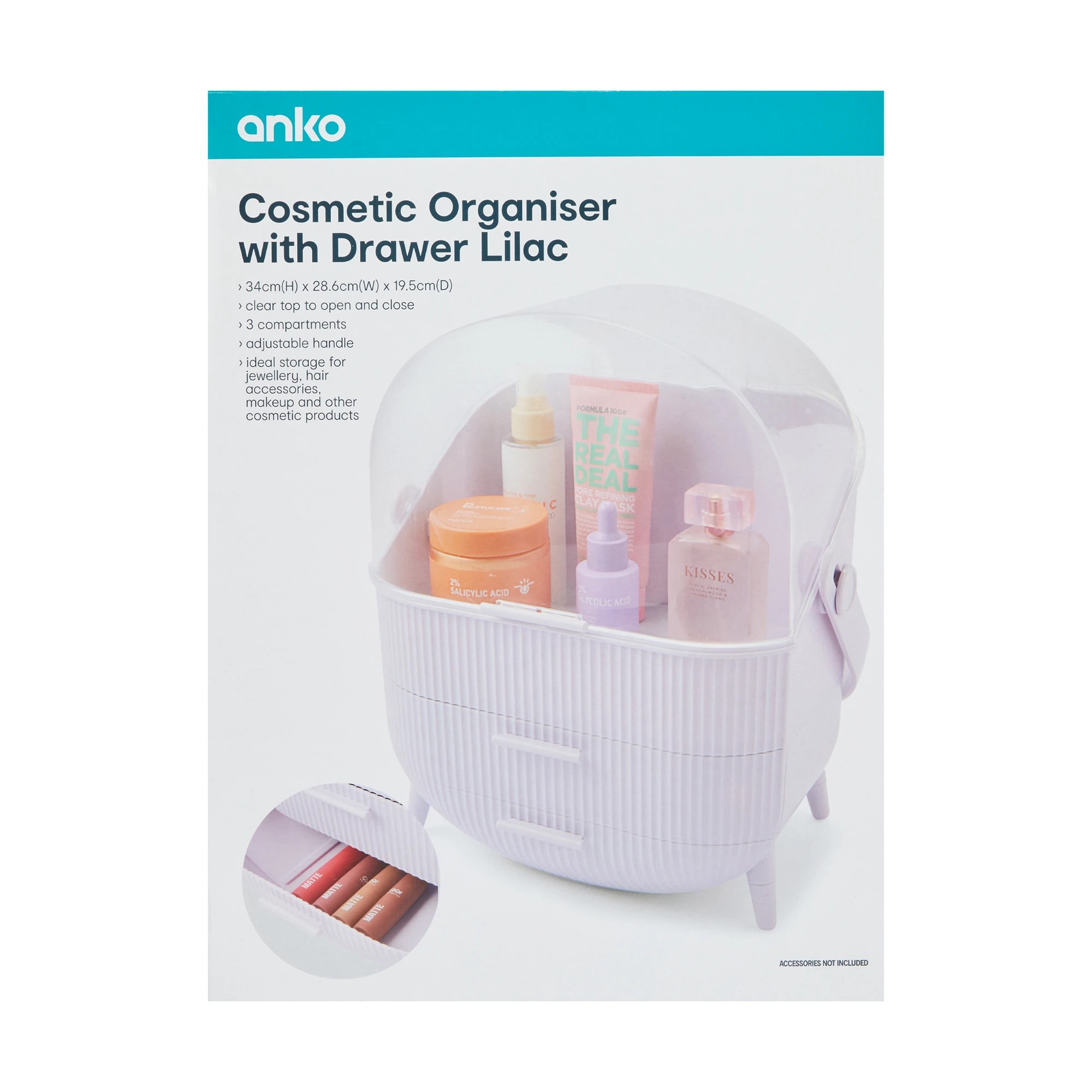 10 Cosmetic Organiser with Drawer - Lilac, 10 of 10