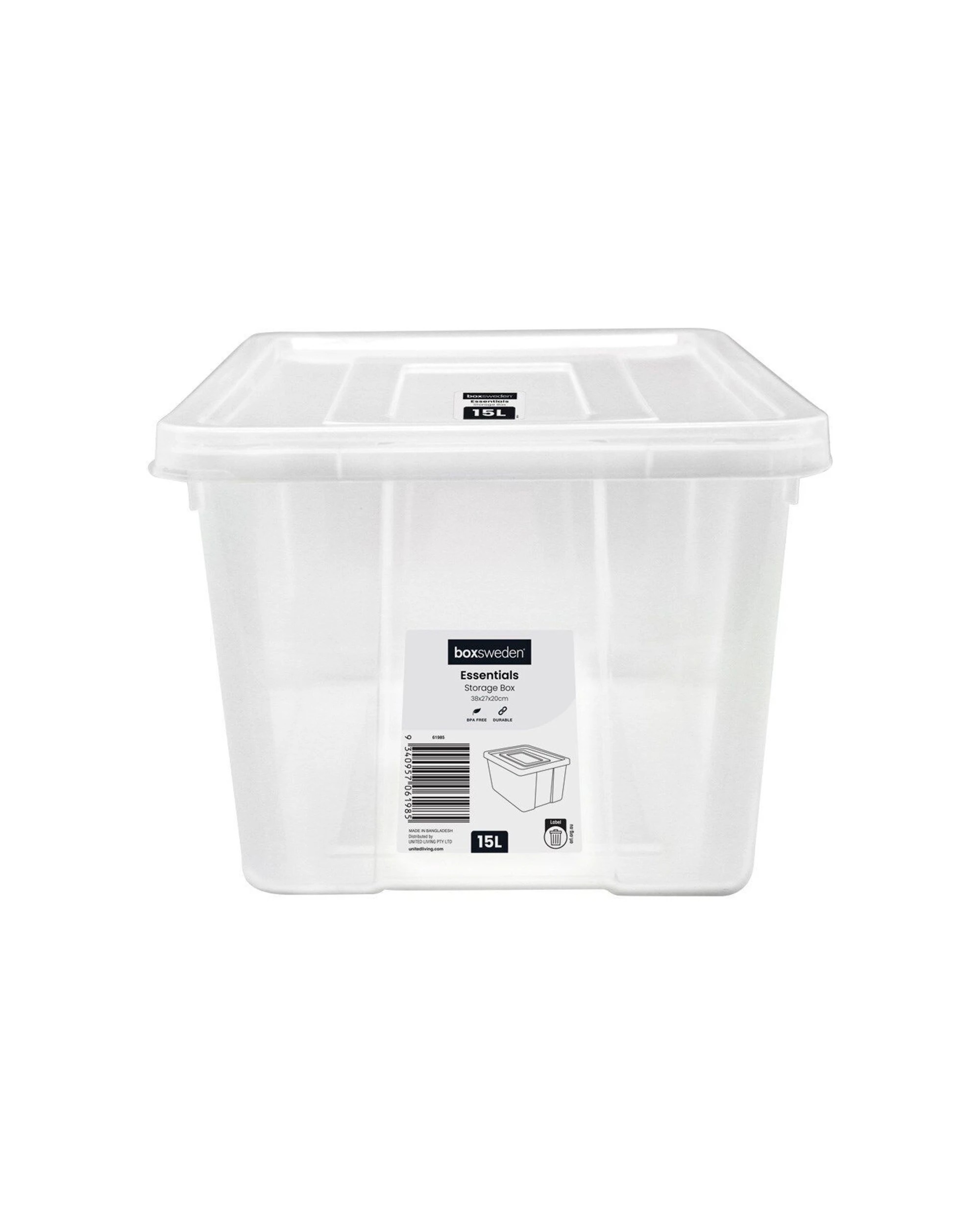 3 Boxsweden 12PK Essentials Heavy Duty Storage Organiser Box 15L Plastic
 - plain, 3 of 5