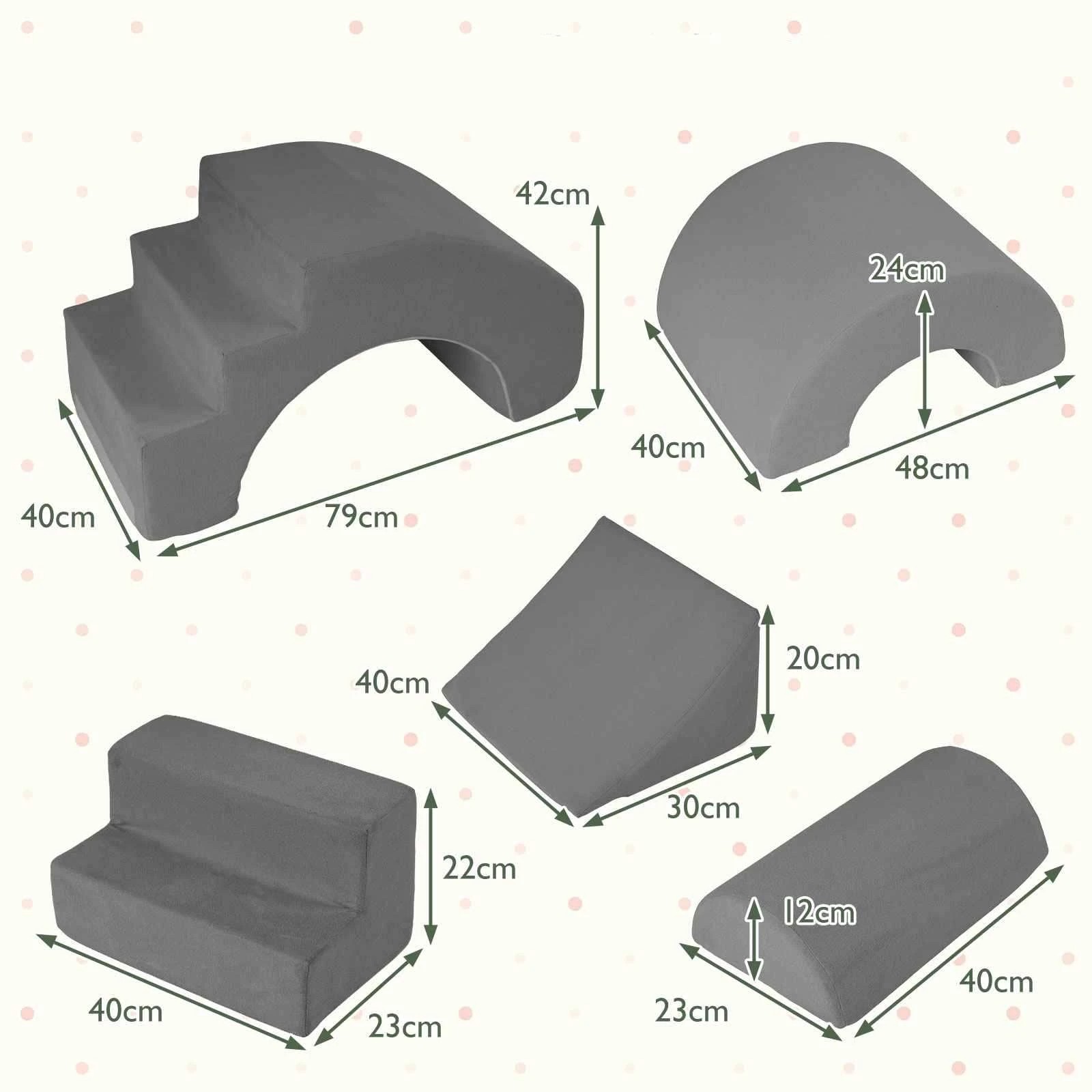 2 Costway 5 Piece Crawl & Climb Foam Play Set Climbing Blocks Soft Toys Indoor Gym Playset - Grey, 2 of 3