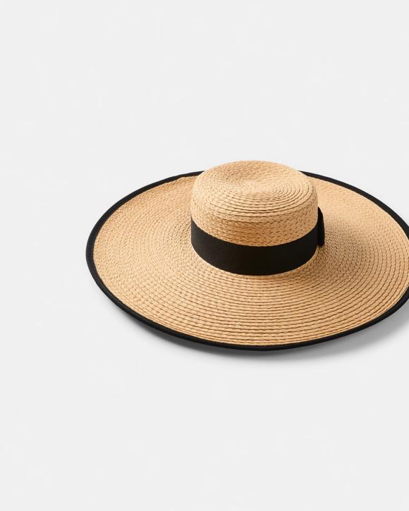 Ribbon Trim Wide Brim Hat
