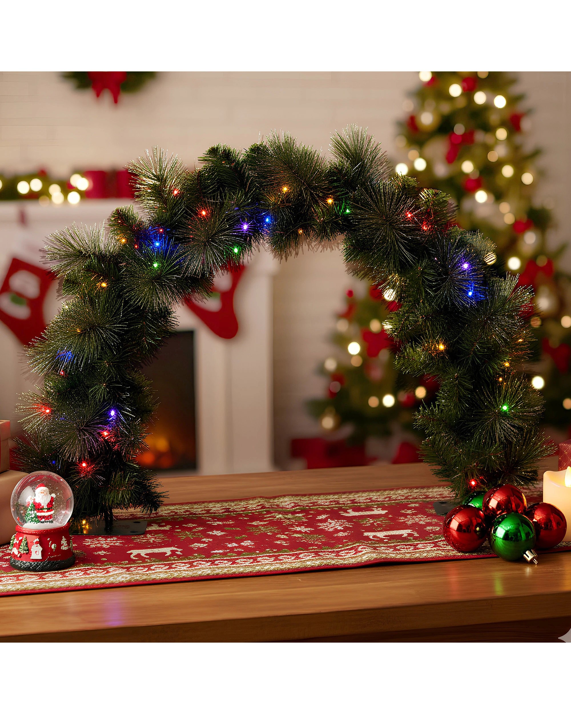 7 Christabelle 60cm Tabletop Christmas Archway Garland With Led Lights Gold Mantle Decoration Ornament, 7 of 7