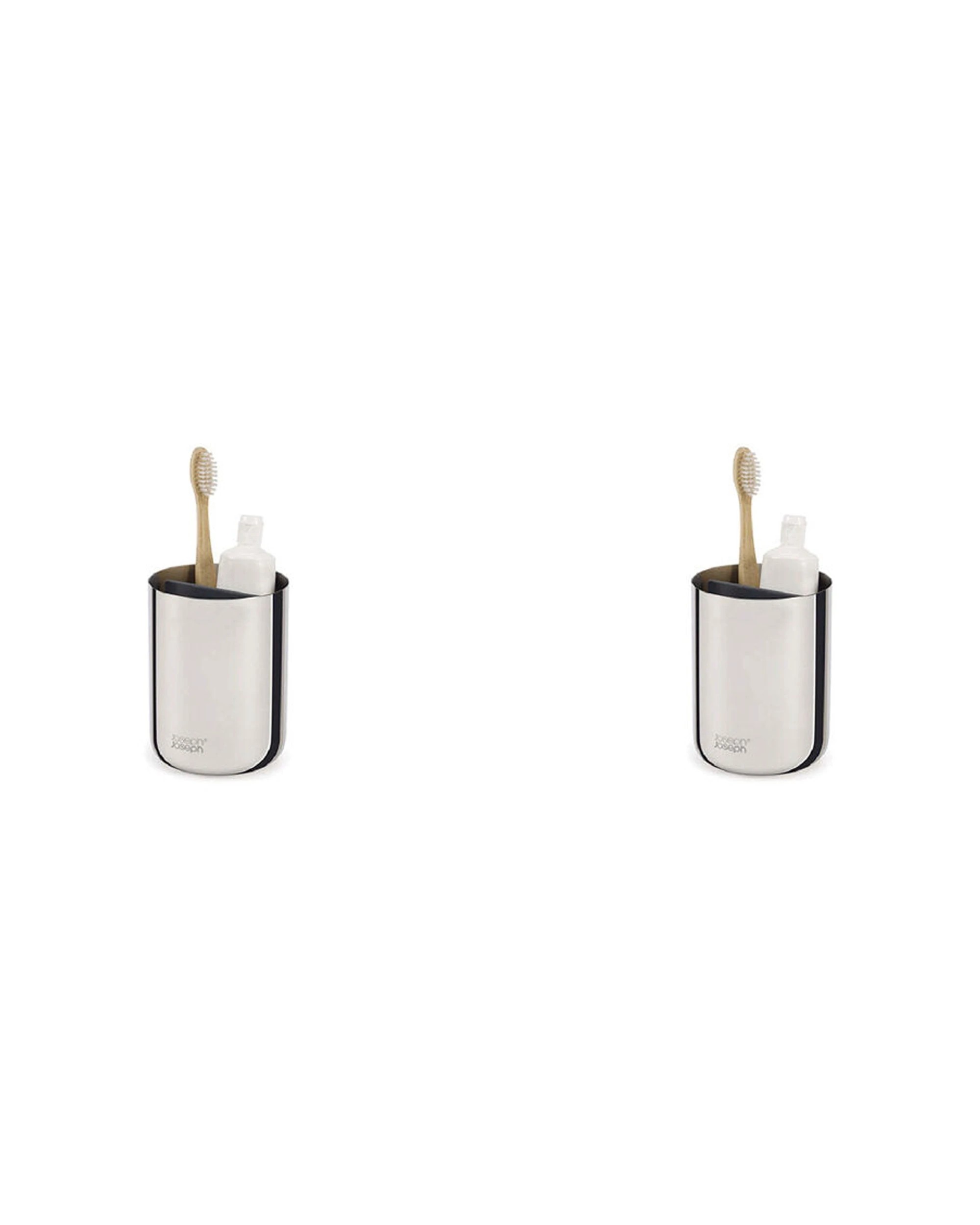 1 Joseph Joseph EasyStore Luxe Toothbrush Caddy Twin Pack 12cm Steel 2PK - Silver, 1 of 5