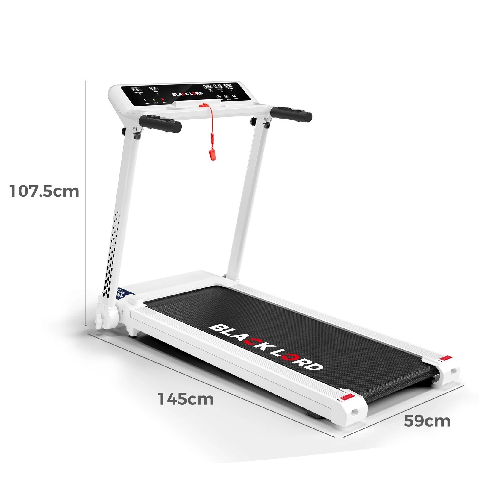 4 Black Lord Treadmill Electric Exercise Running Machine Foldable Home Gym Fitness - White, 4 of 10