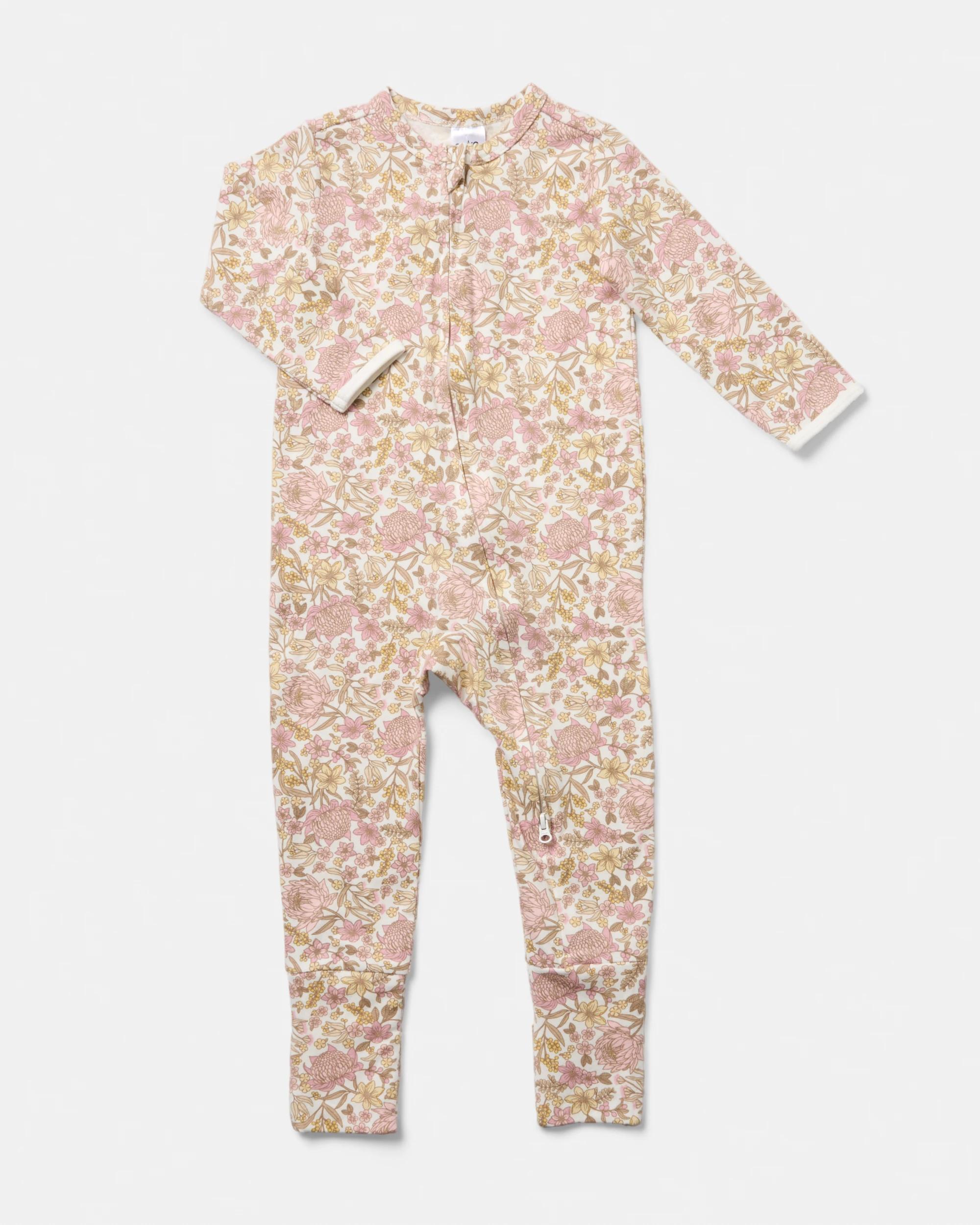 1 Cotton Turn Cuff Coverall Pnk Flrl, 1 of 3