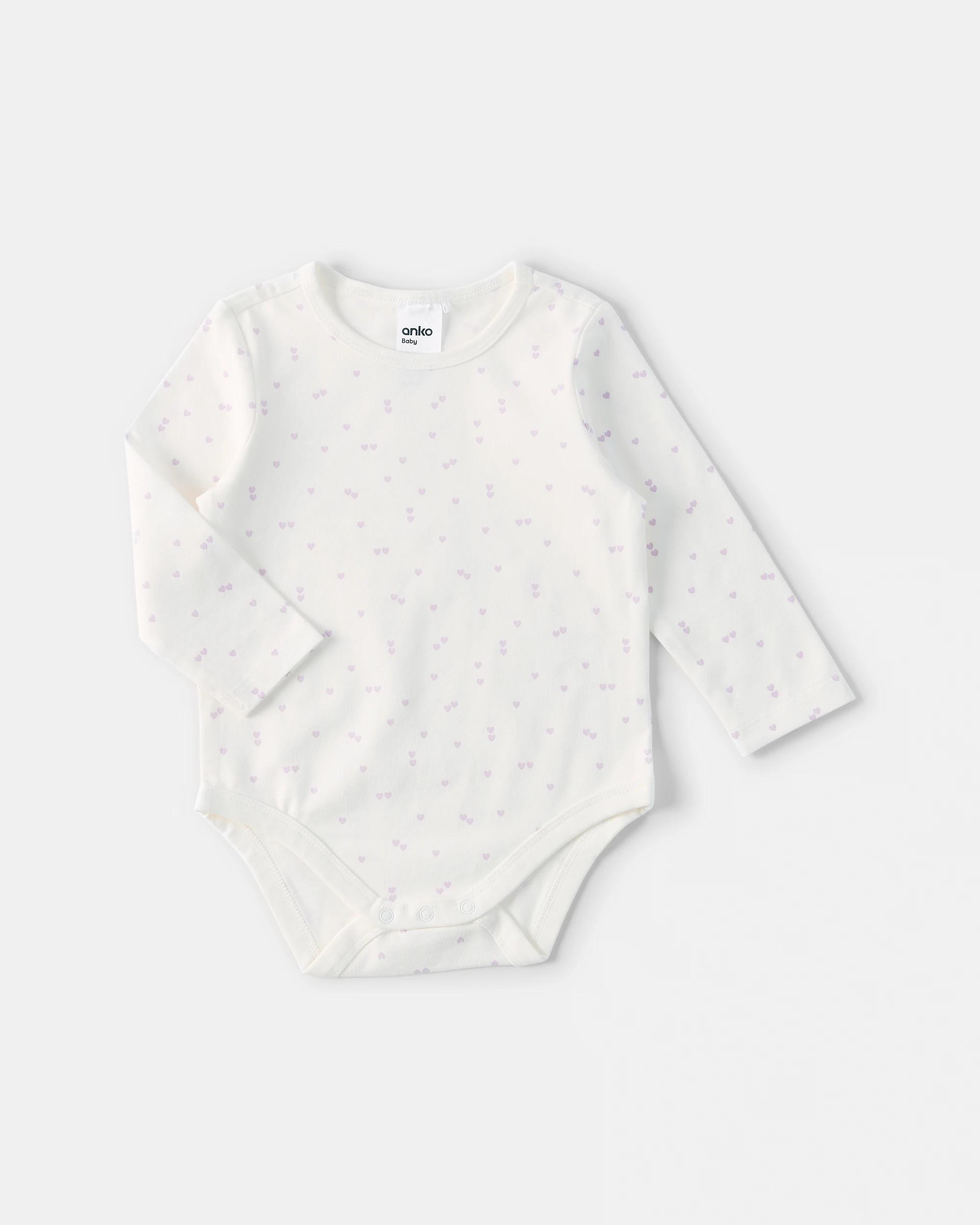 5 3 Pack Cotton Long Sleeve Bodysuits Prpl Heart, 5 of 8