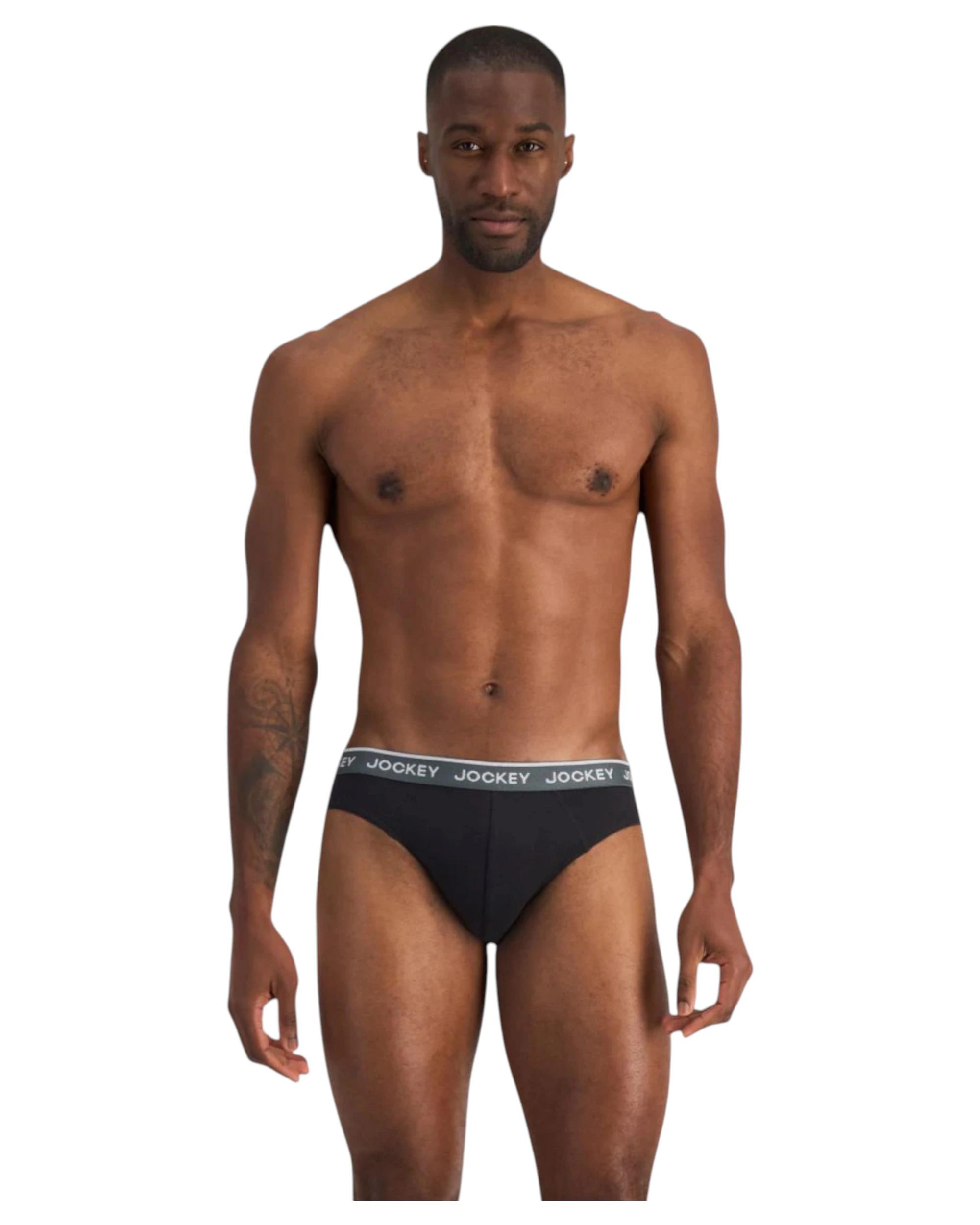 4 Jockey 4 Pack Elastic Cotton Brief Underwear Black Multi Undies BLACK, 4 of 10