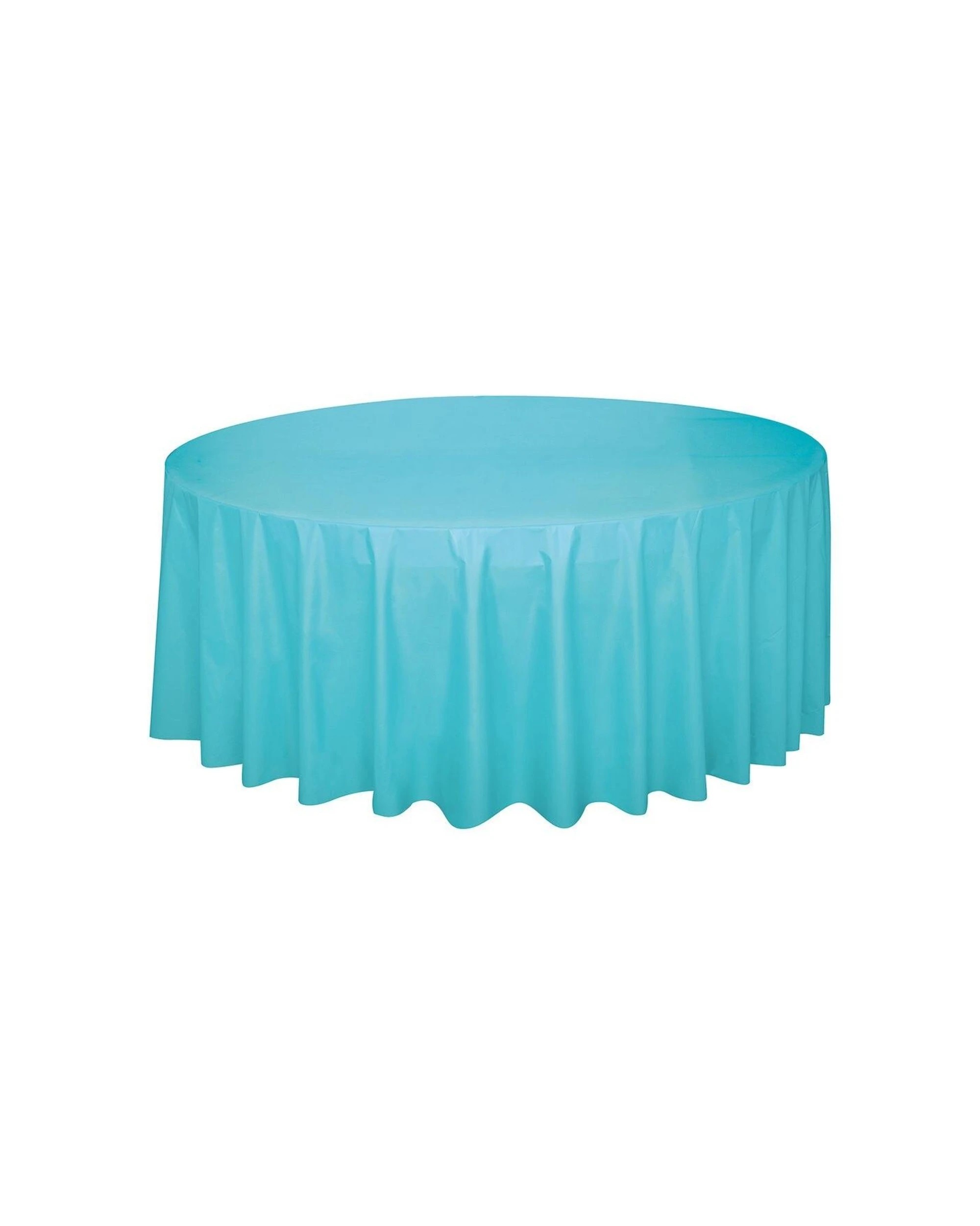 1 Meteor Party Plastic Round Table Cover 2.1m Terrific Teal - Blue, 1 of 1