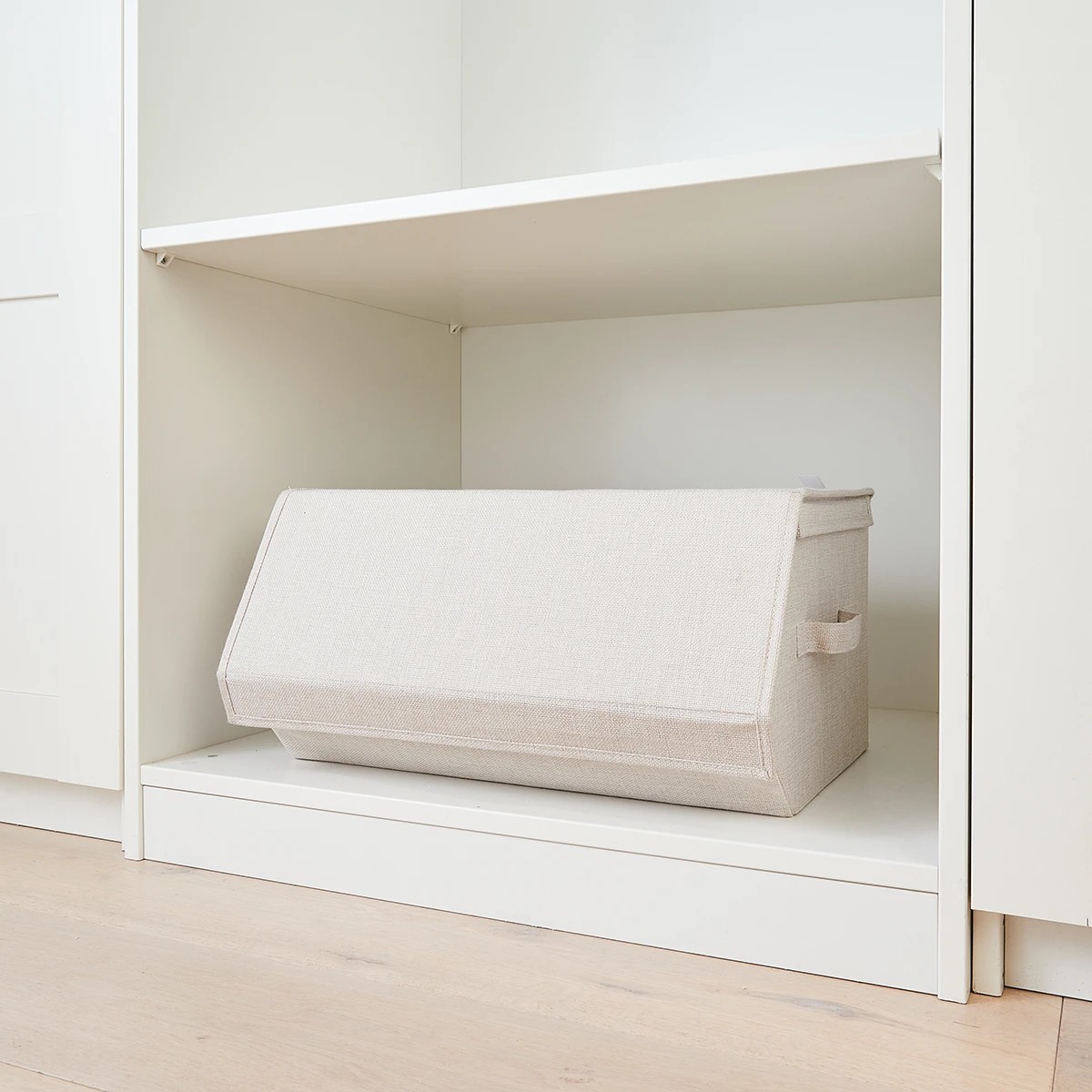 3 Stackable Linen Look Box - Beige, 3 of 9