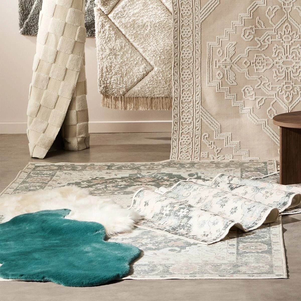 7 Green Faux Fur Rug - Green, 110cm x 65cm, 7 of 7